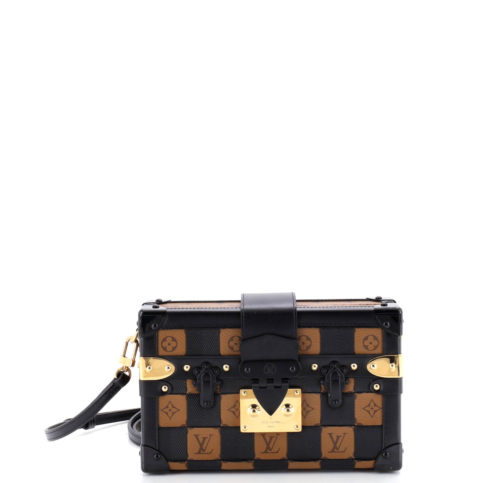 Louis Vuitton Petite Malle Handbag Damier Tressage Monogram Canvas and Leather