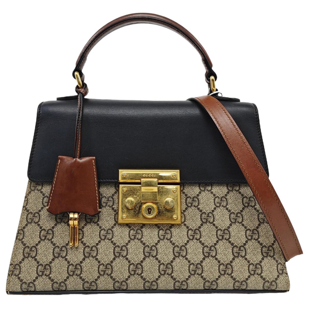 Padlock leather handbag