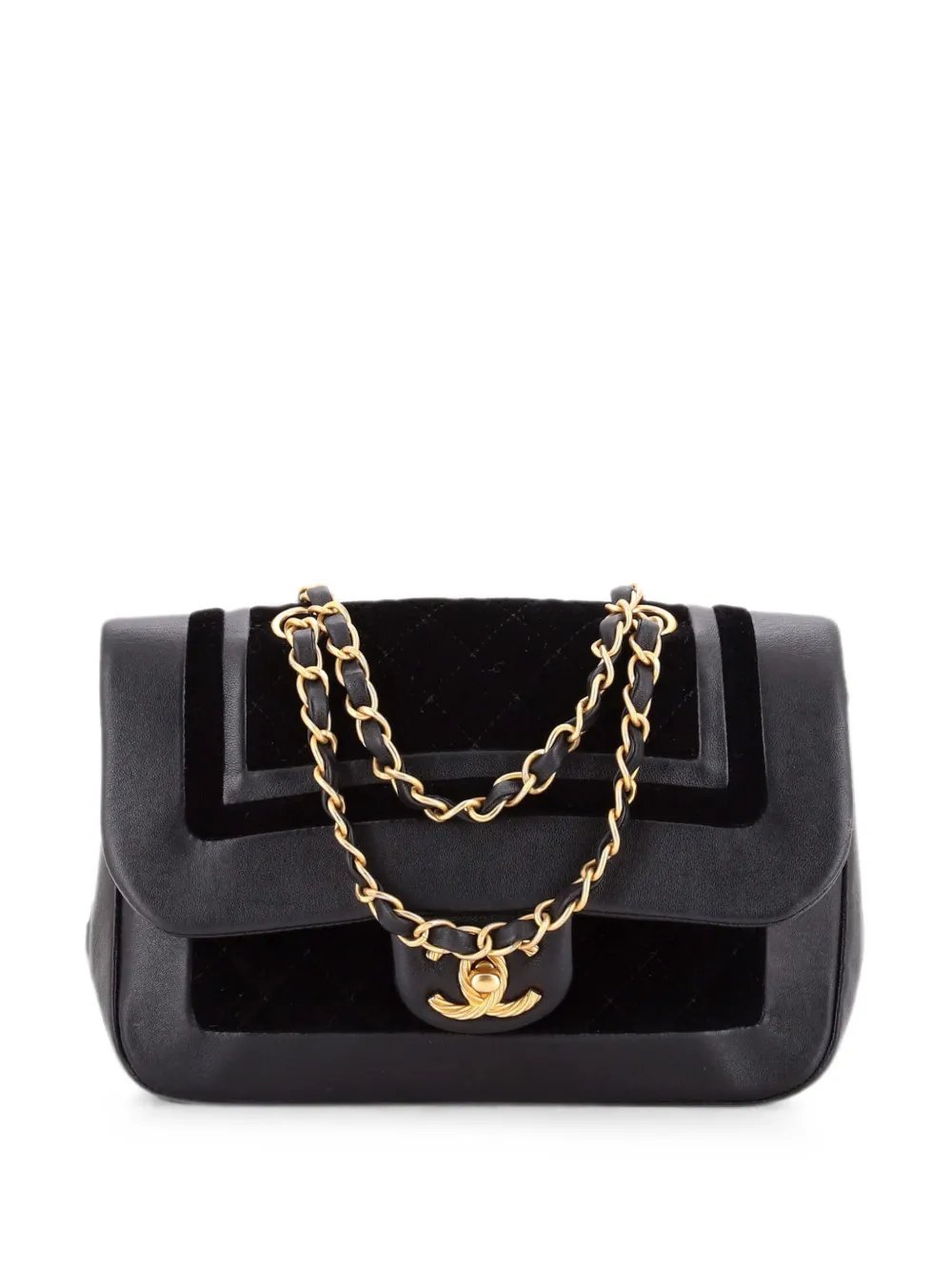 Paris-Cosmopolite Textured CC Flap Bag Lambskin and Quilted Velvet Small shoulder bag