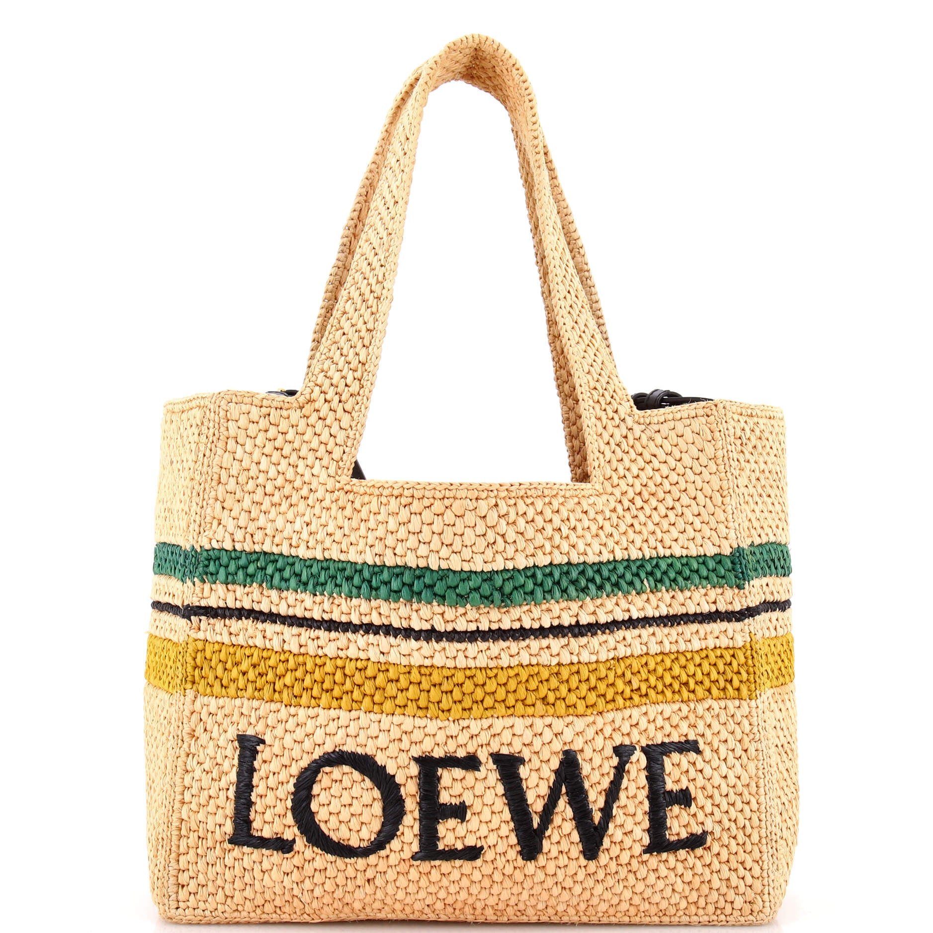 Loewe Paula's Ibiza Logo Convertible Tote Raffia Medium