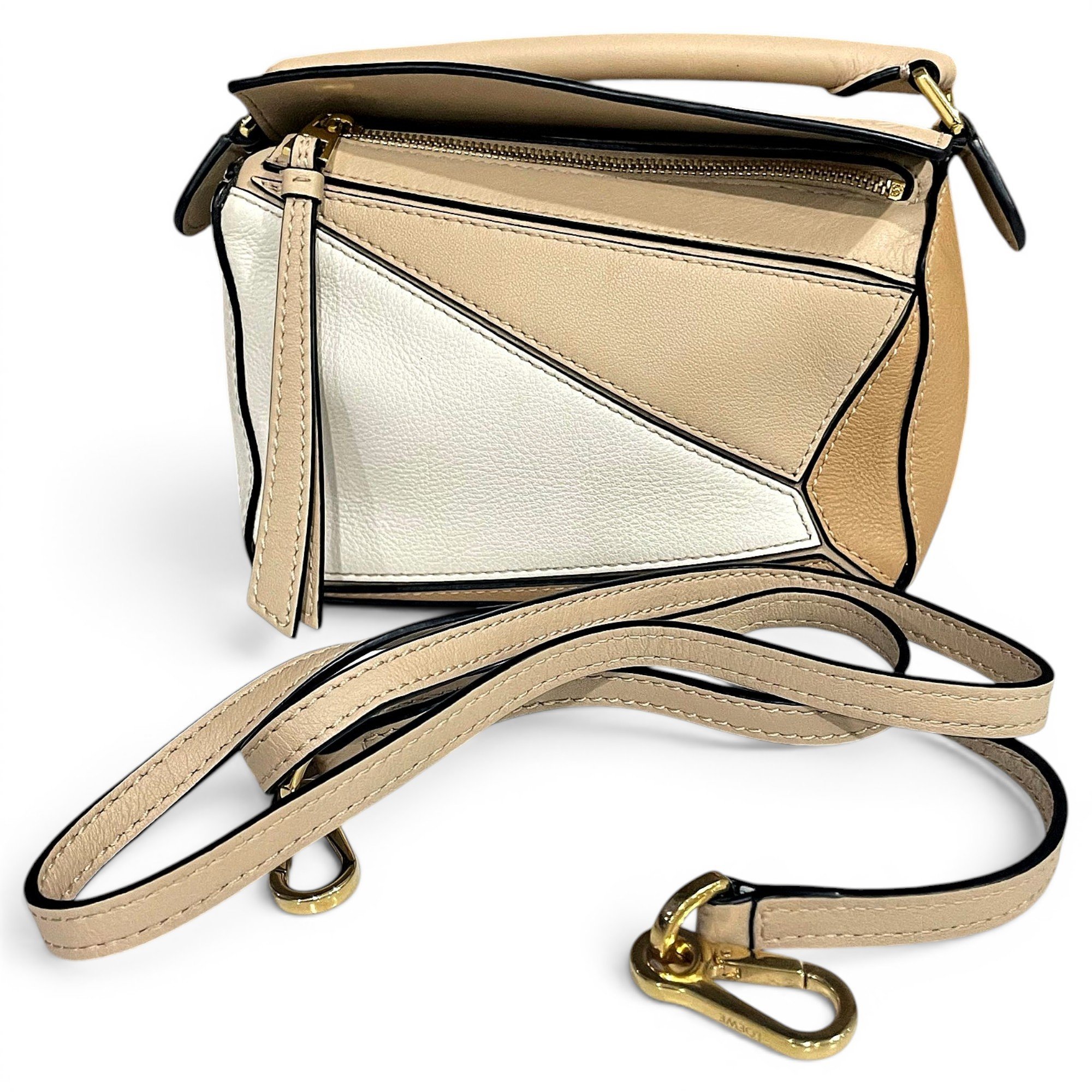 Puzzle leather handbag