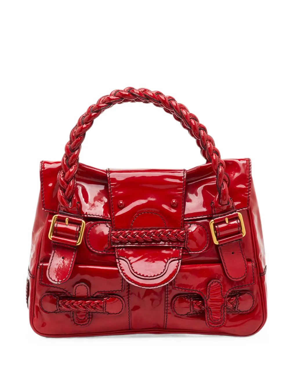Histoire braided patent leather shoulder bag