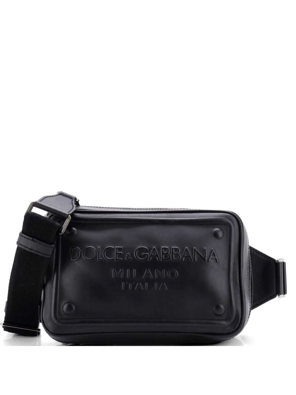Raised Logo Embossed Leather crossbody bag