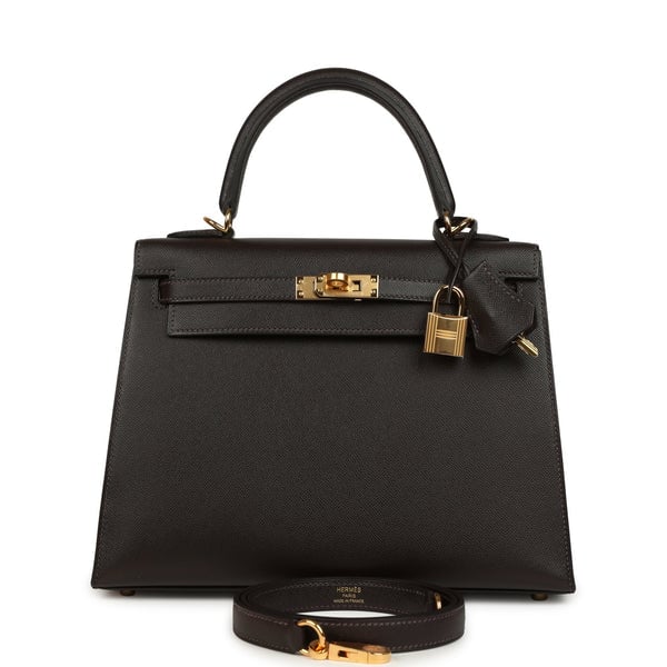Hermes Hermes Kelly Sellier 25 Bai Brun Madame Gold Hardware