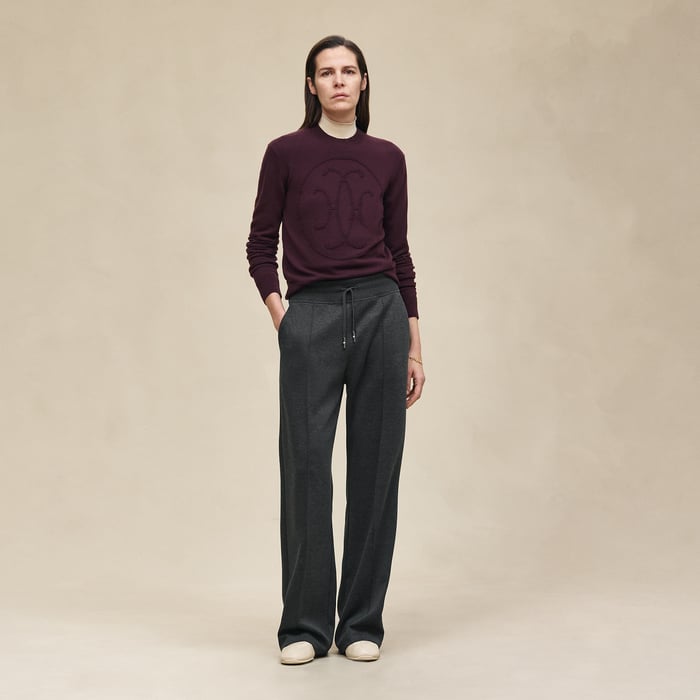 Rouge Bordeaux Cashmere "H Lift" Long-sleeve Sweater