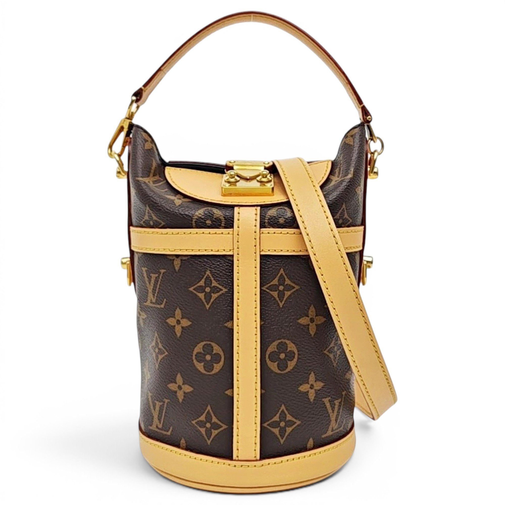 Duffle leather handbag