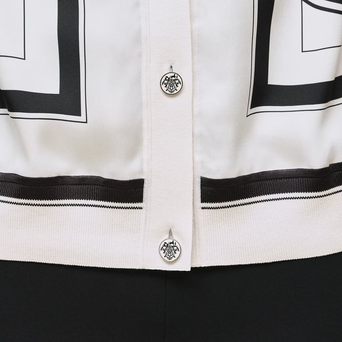 Blanc Nacre "Ex-libris a Main Levee" Sleeveless Twillaine Cardigan