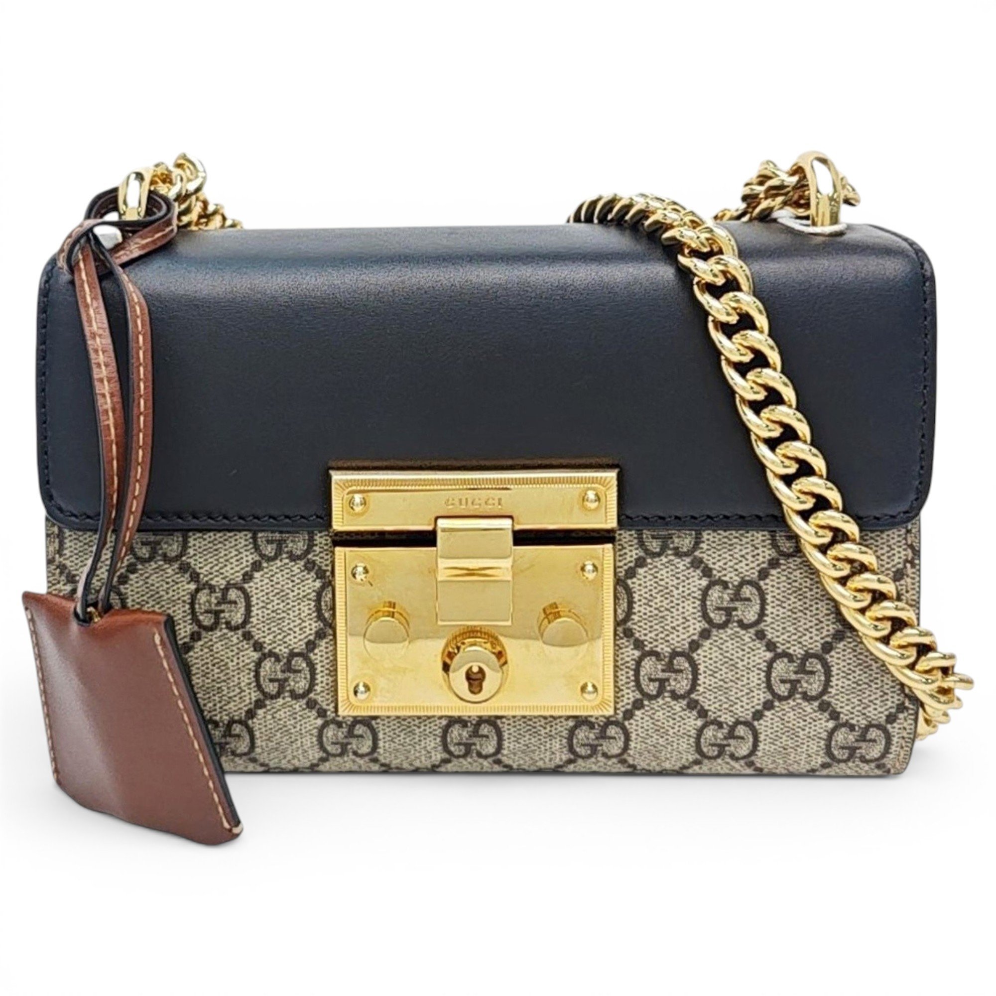 Padlock leather handbag