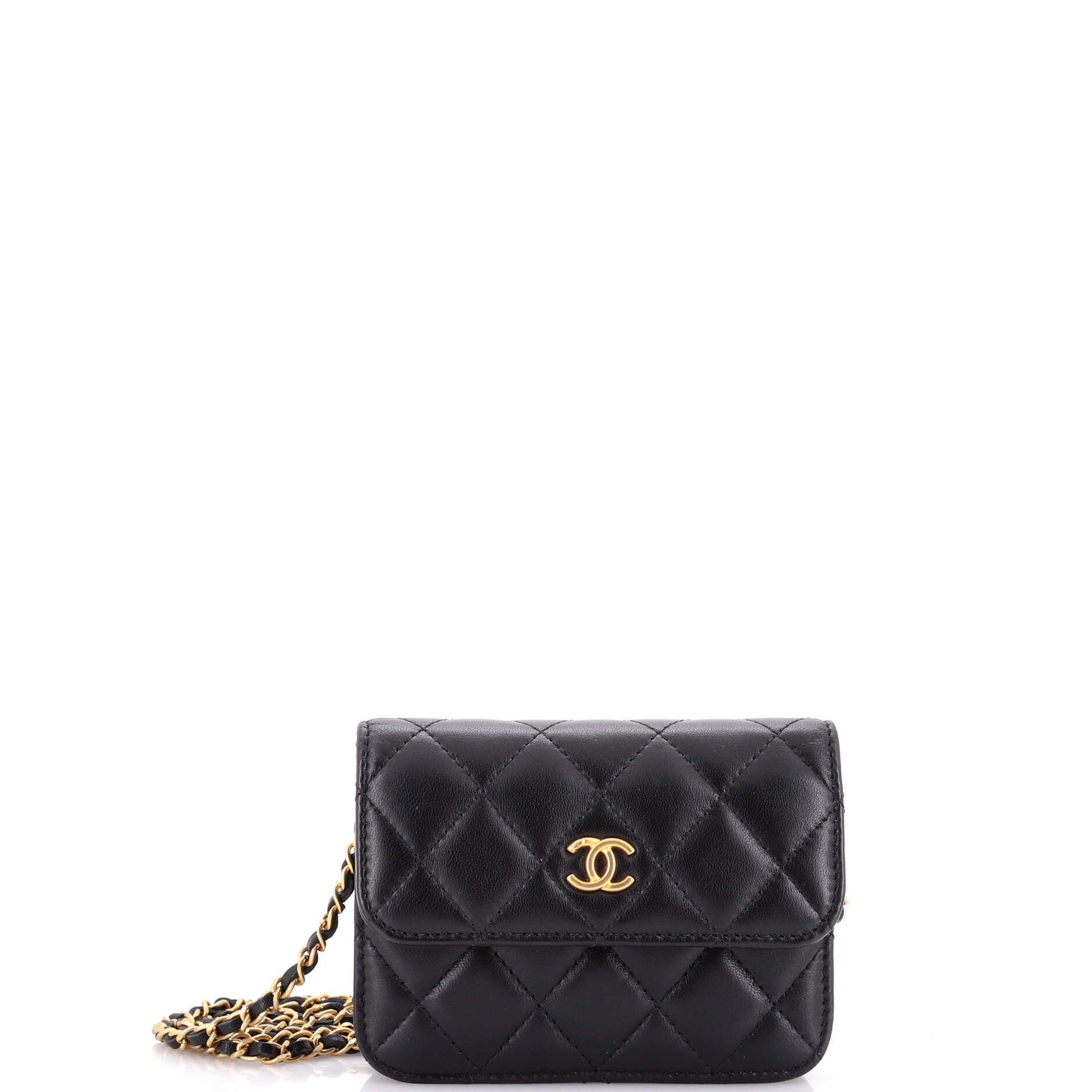 Pearl Crush Flap Clutch with Chain Quilted Lambskin Mini