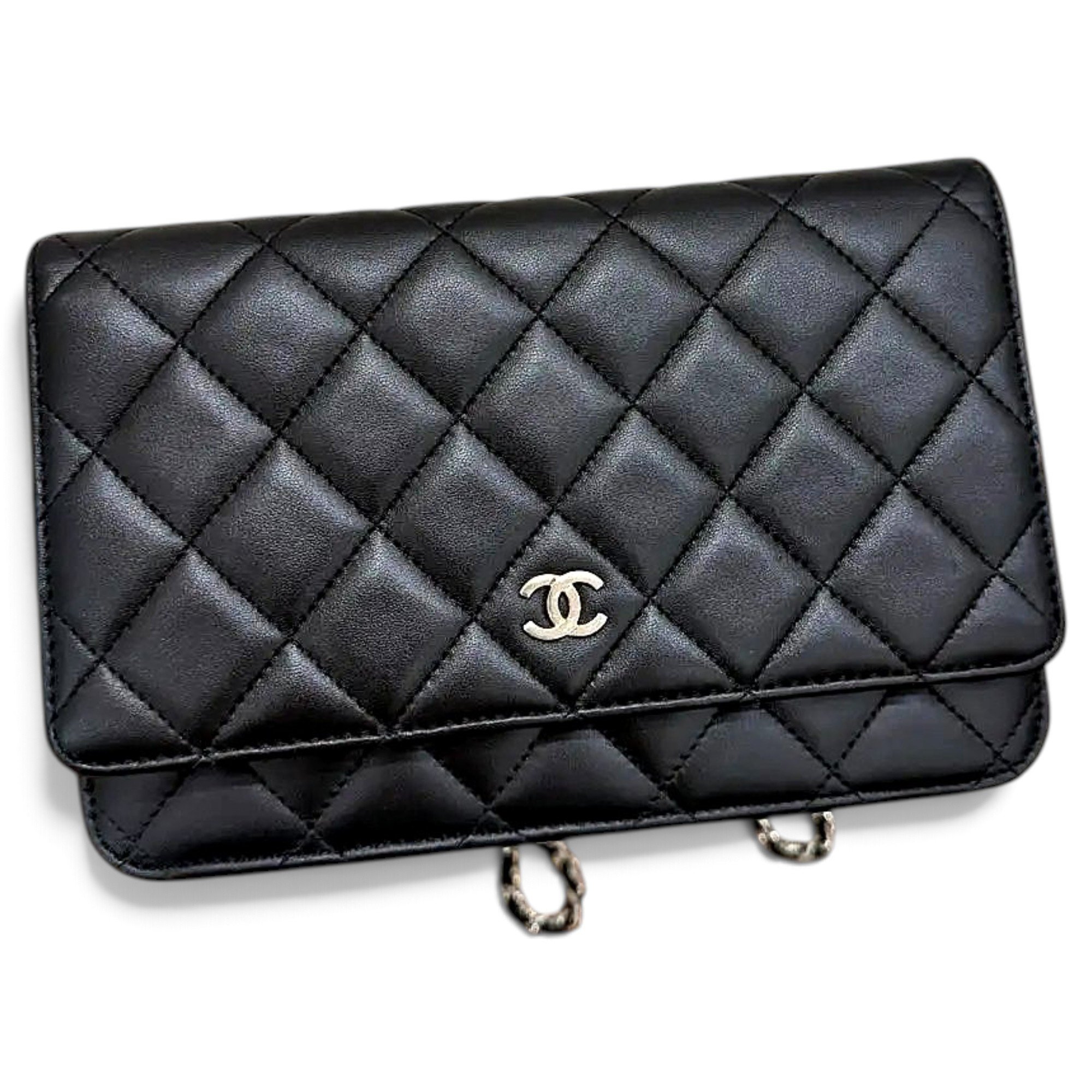 Trendy CC Wallet on Chain leather handbag