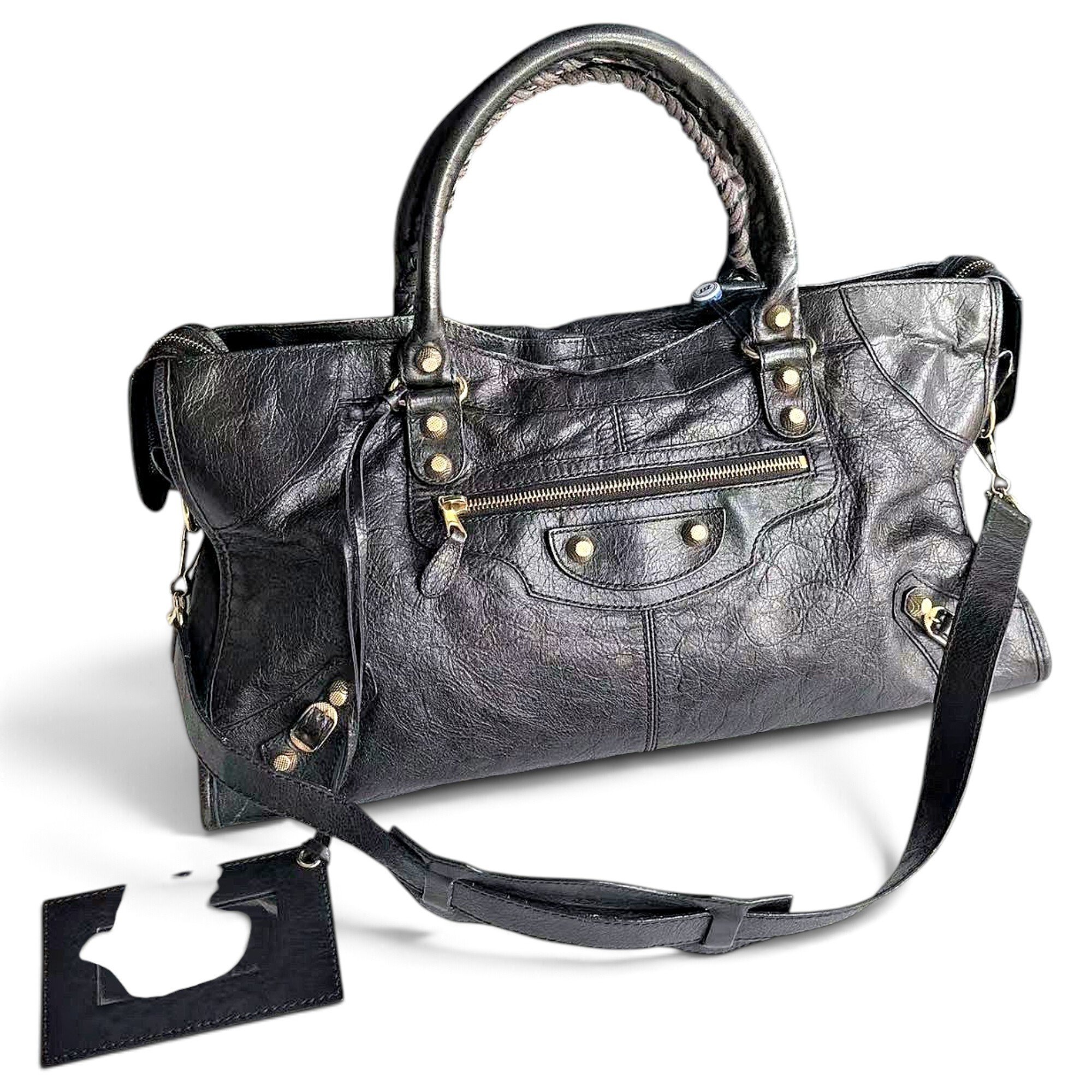 City leather handbag
