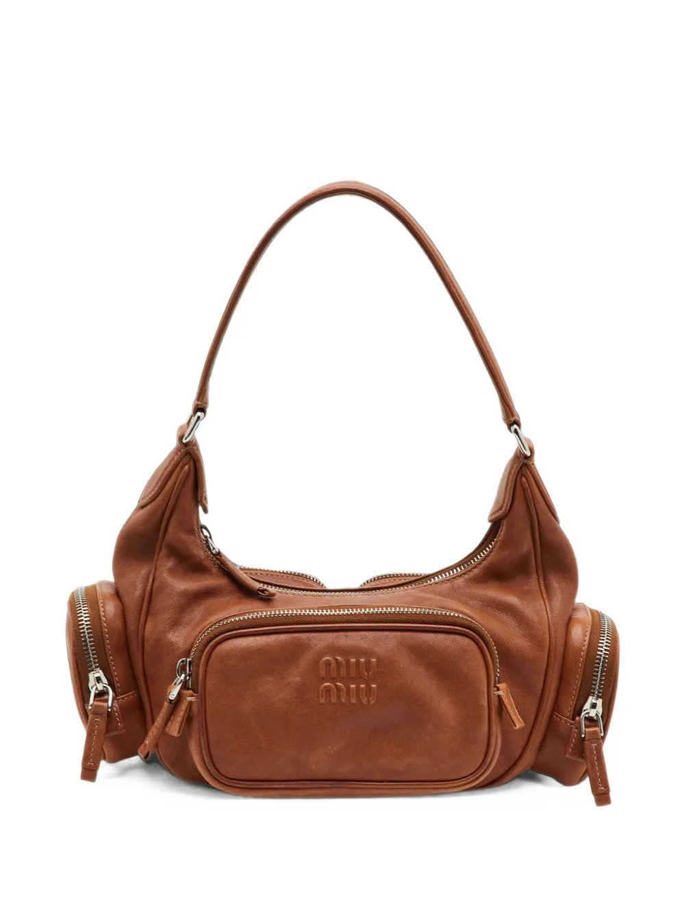 multi-pocket leather shoulder bag
