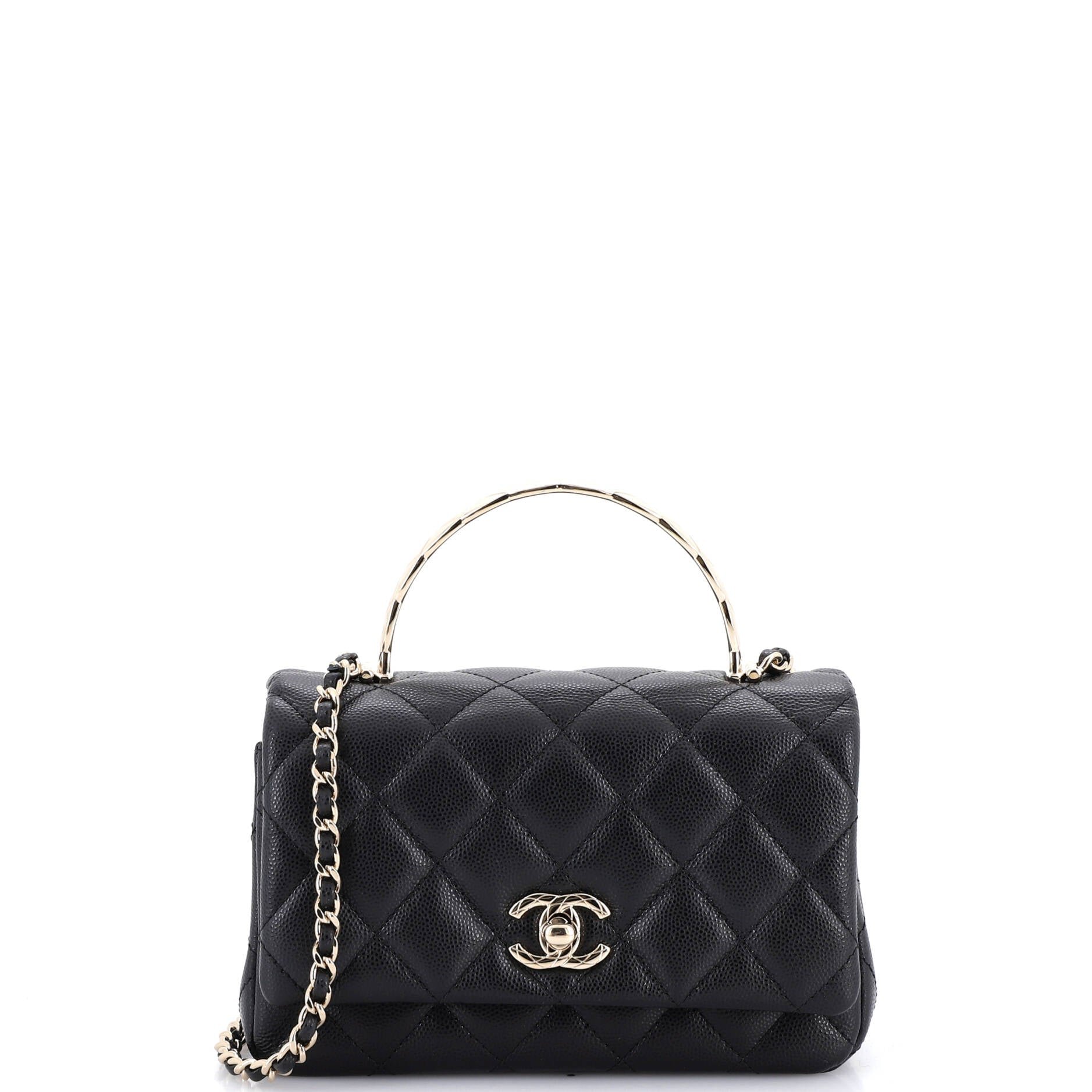 Coco Crush Top Handle Bag Quilted Caviar Mini