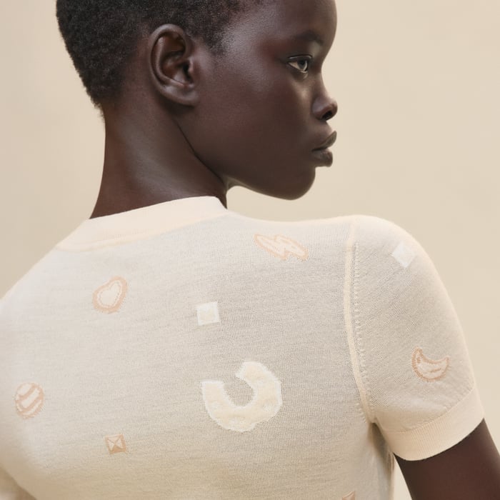 Blanc Cygne "Candy Libris" Short-sleeve Sweater