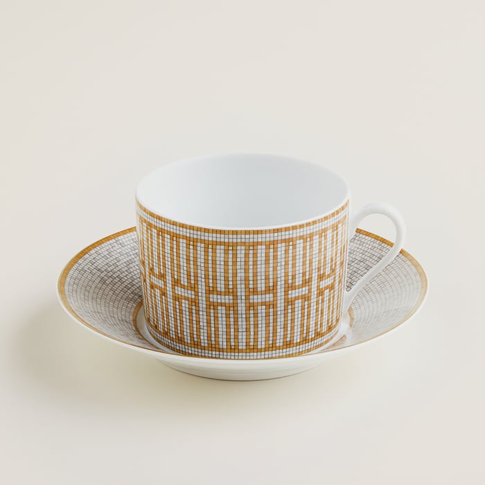 Sans Coloris Mosaique Au 24 Gold Breakfast Cup and Saucer