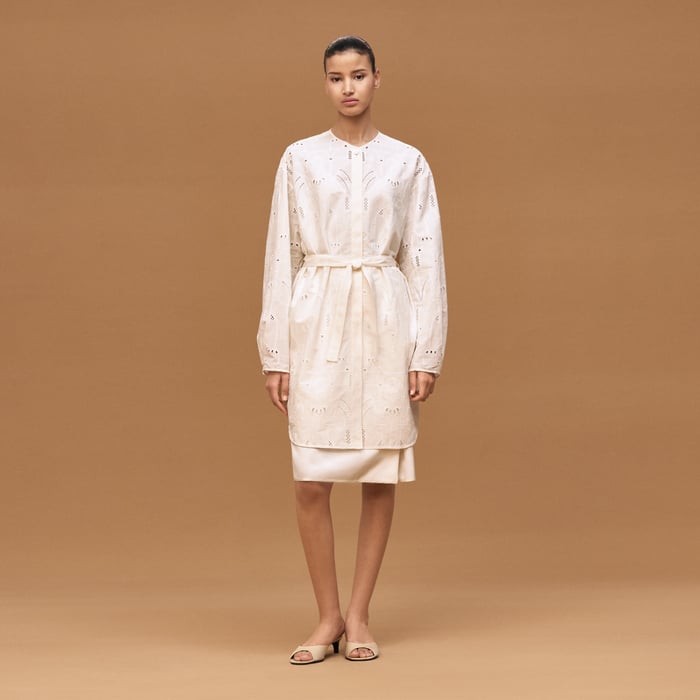 Blanc Cassé Embroidered Short Shirt Dress