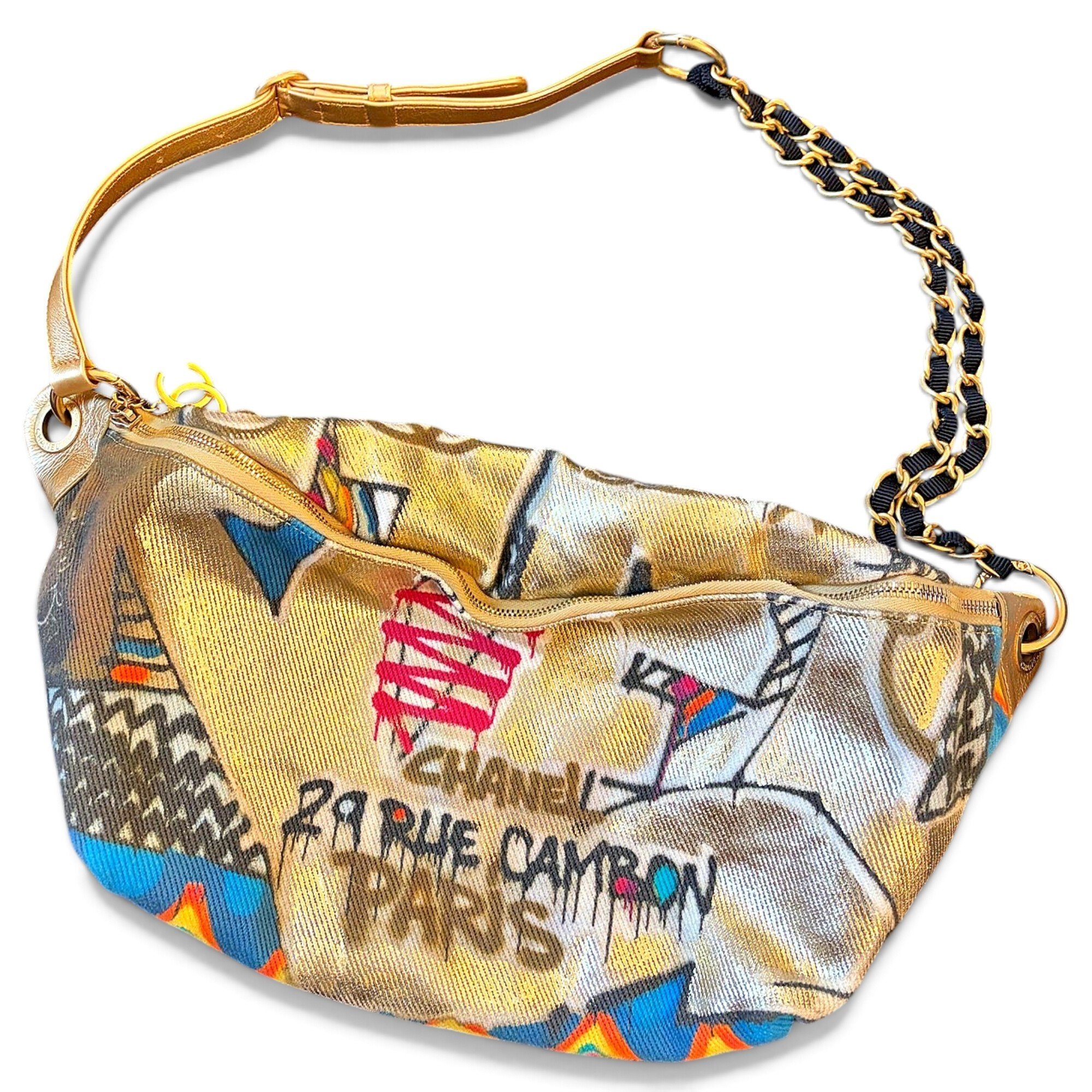 Graffiti cloth crossbody bag