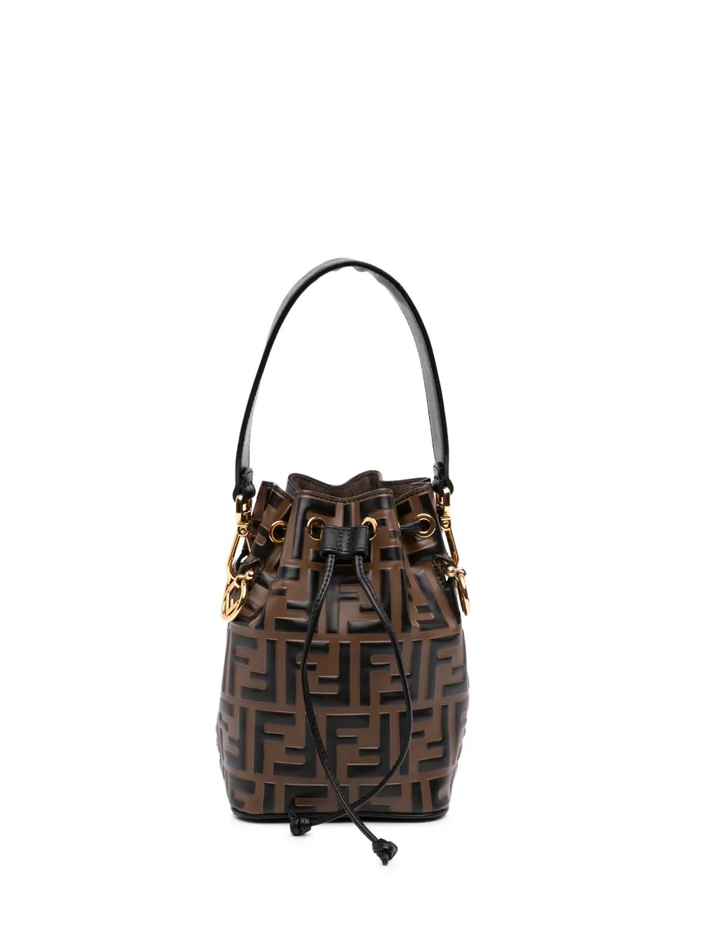 2010-2026 Mini FF 1974 Embossed Leather Mon Tresor Bucket Bag satchel