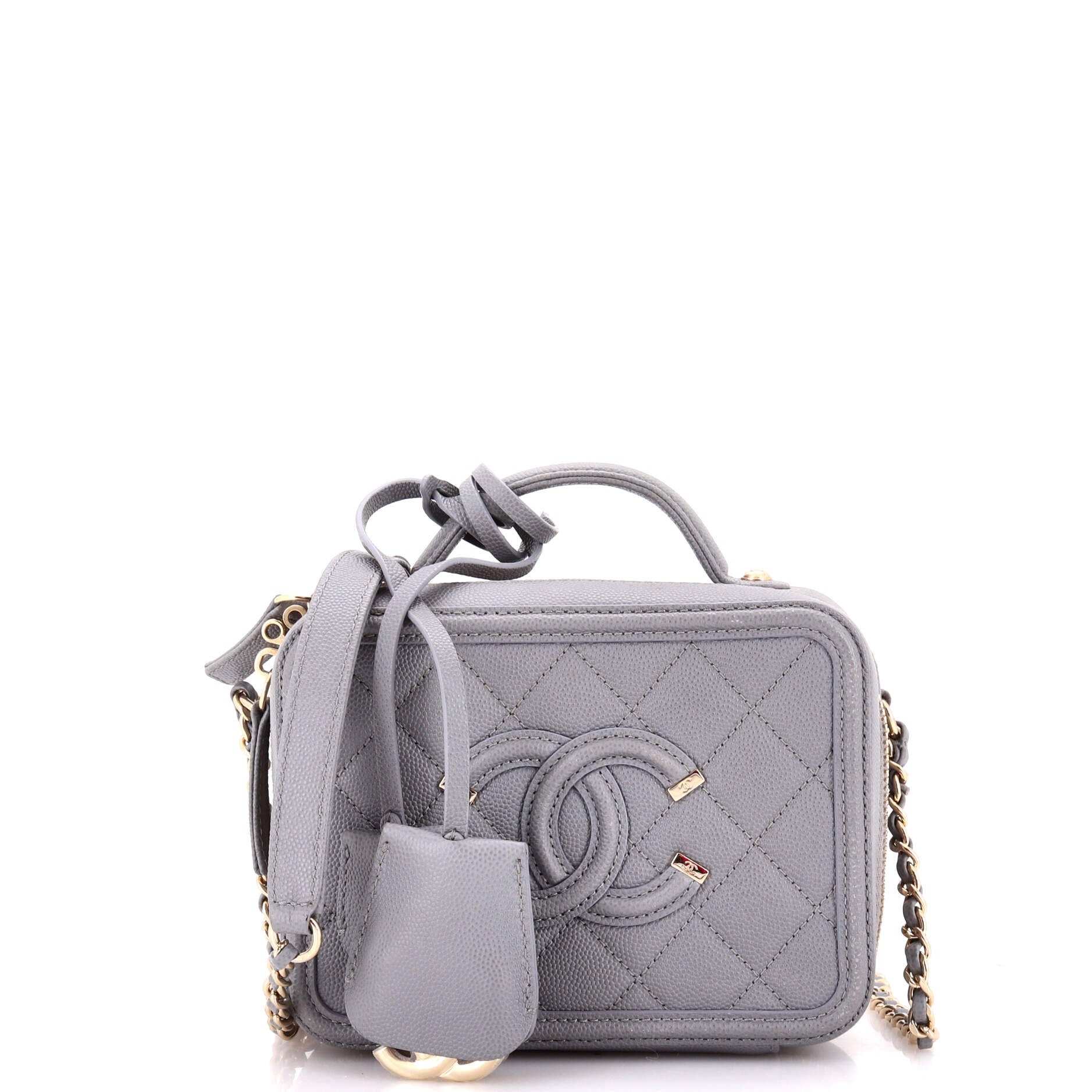 Filigree Vanity Case Quilted Caviar Small