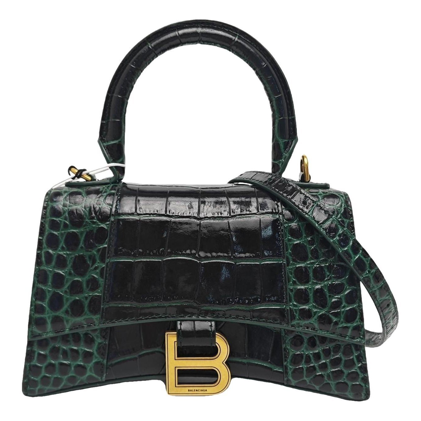 Hourglass leather handbag