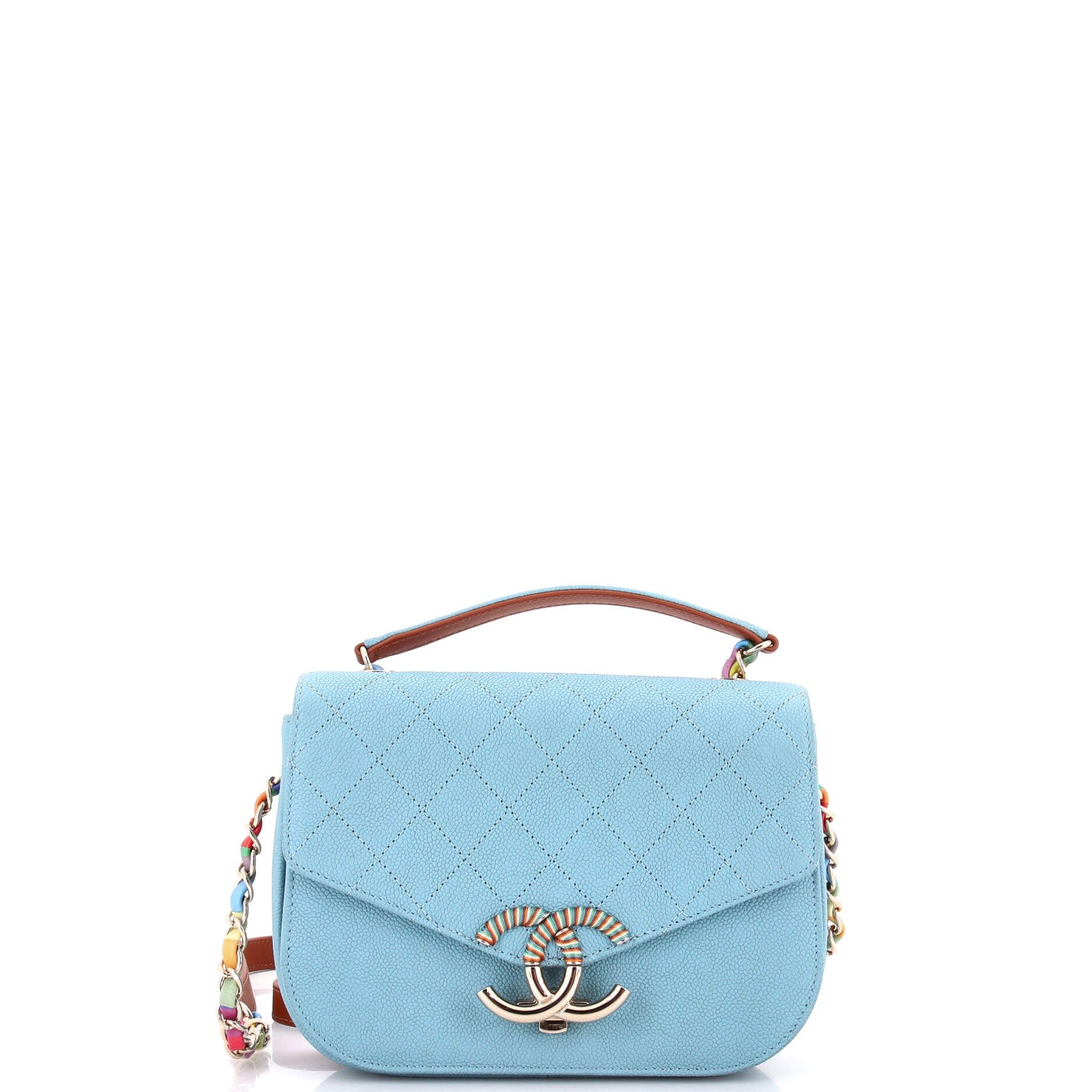 Thread Around Flap Bag Quilted Caviar Small