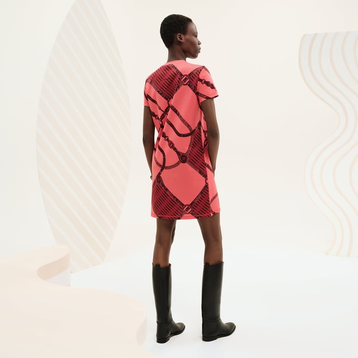 Rose Vermillon "Coaching Remix" Straight Dress