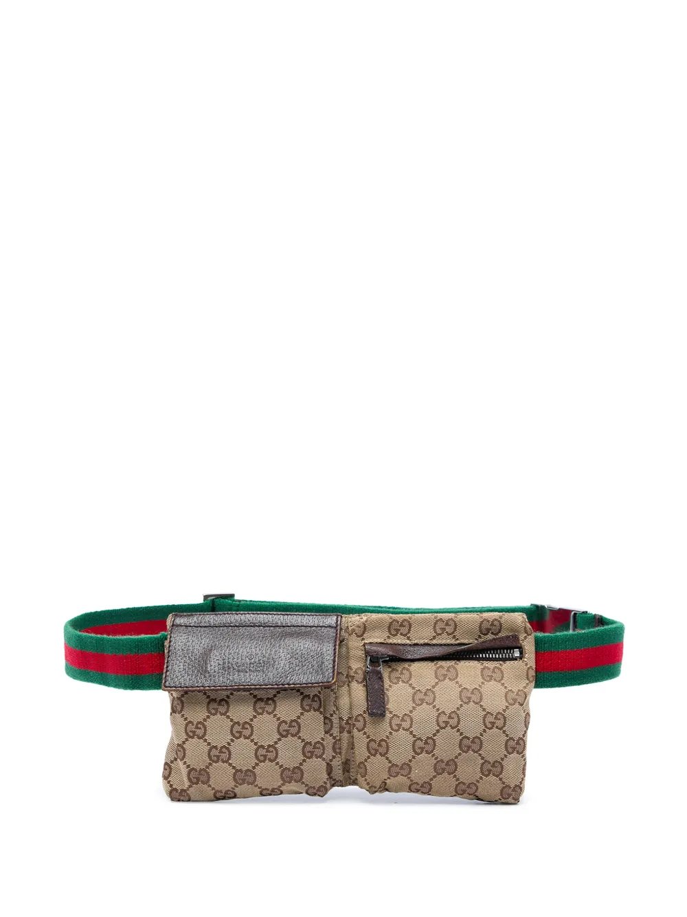 2000-2015 GG Canvas Web Double Pocket belt bag