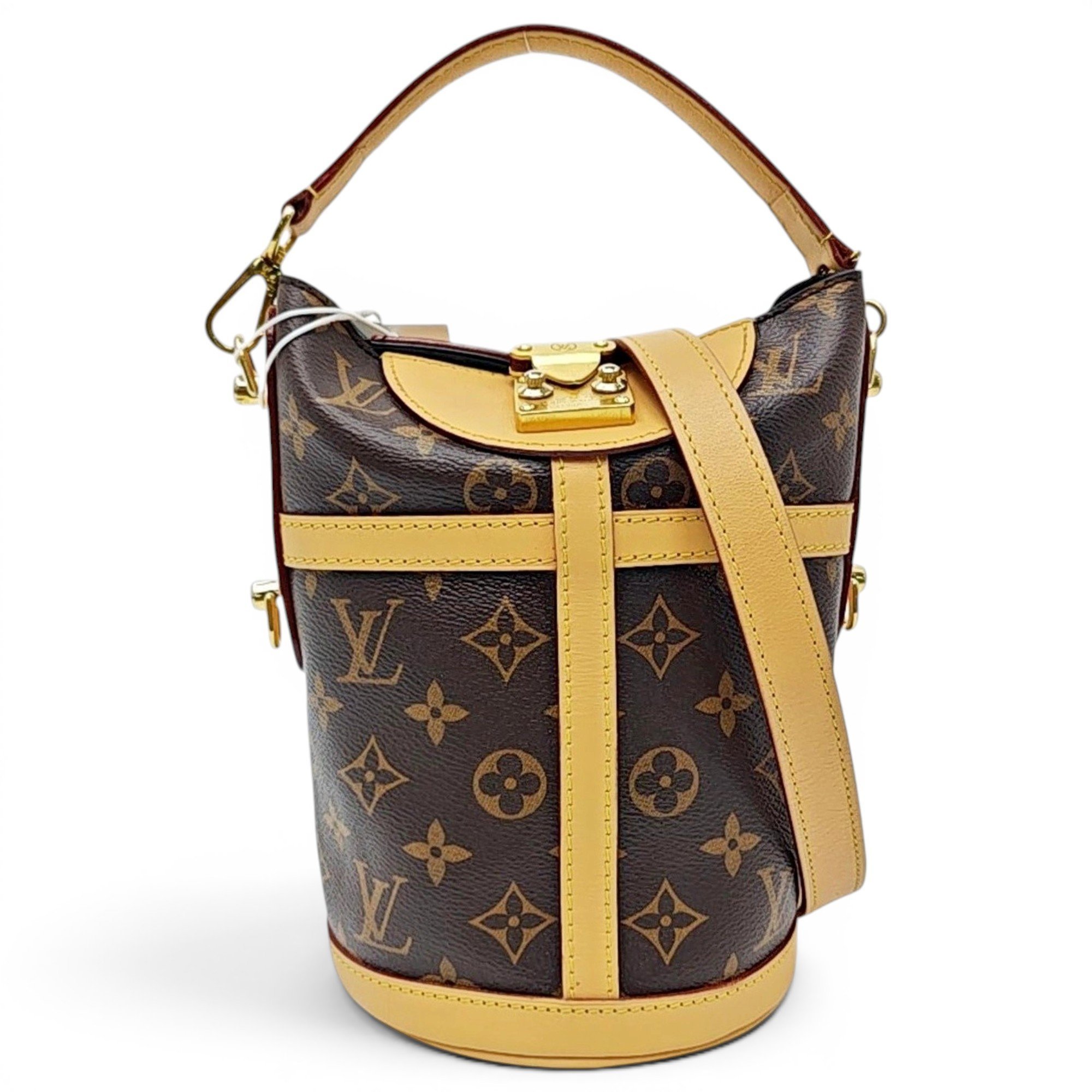 Duffle leather handbag