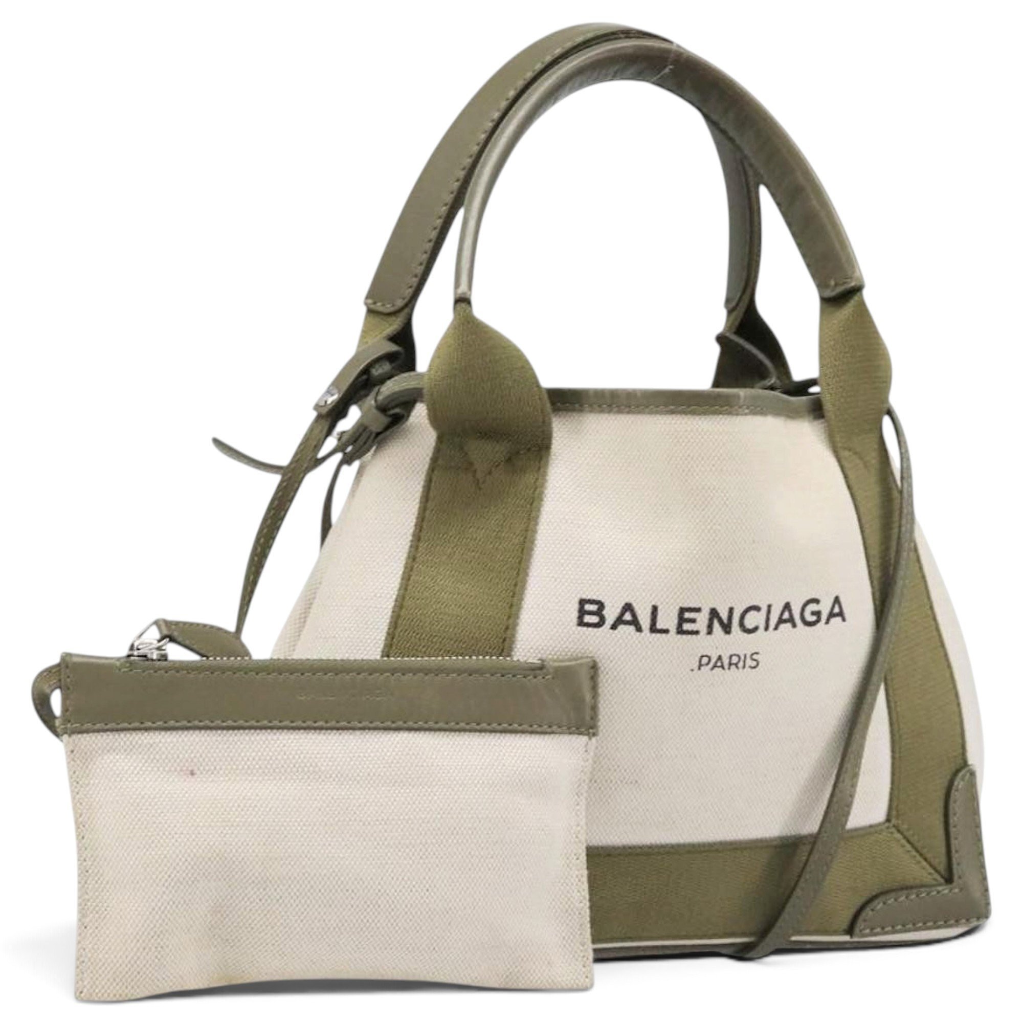 Navy cabas leather handbag