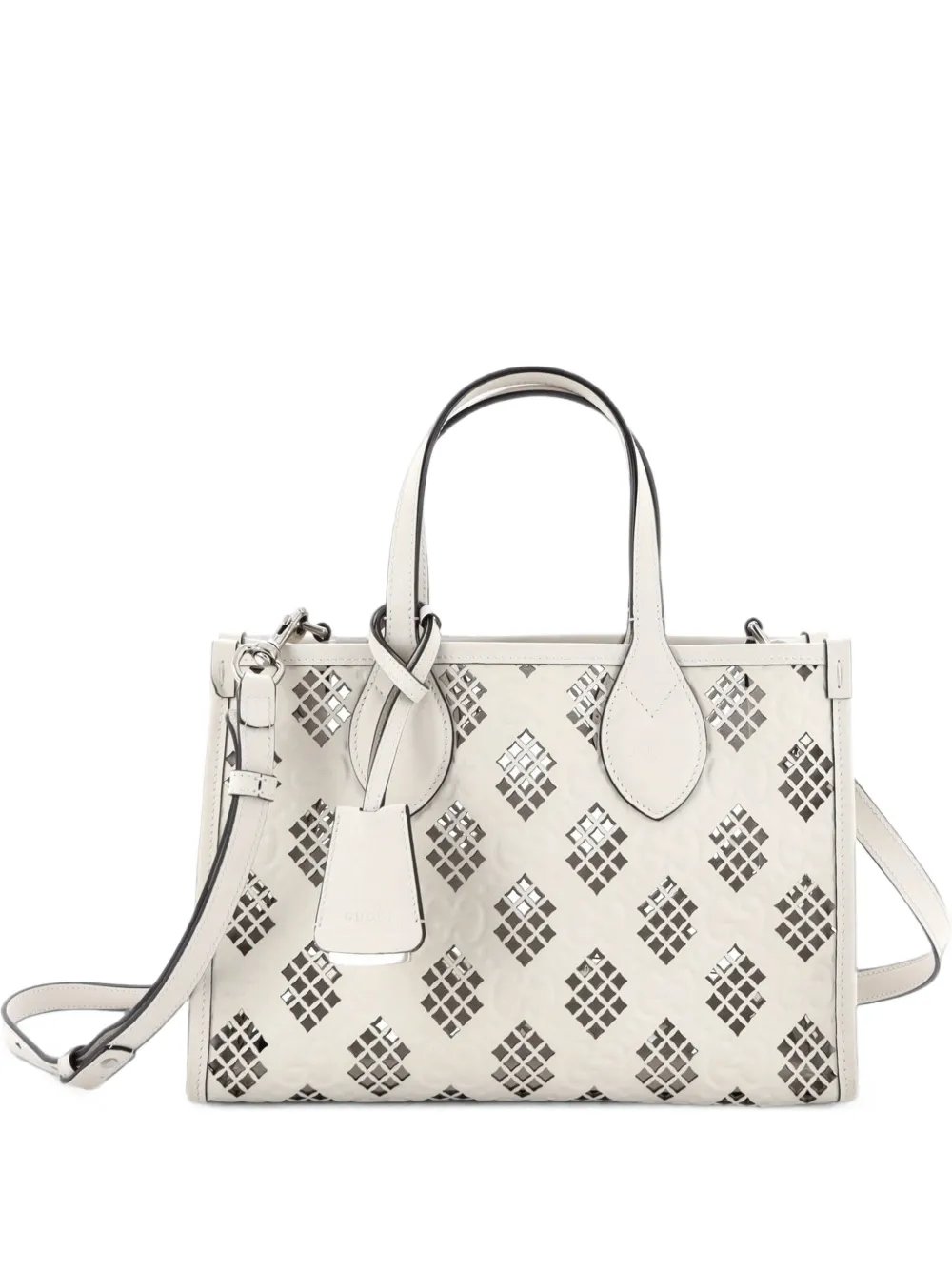 Convertible GG Debossed Laser Cut Leather Small tote bag