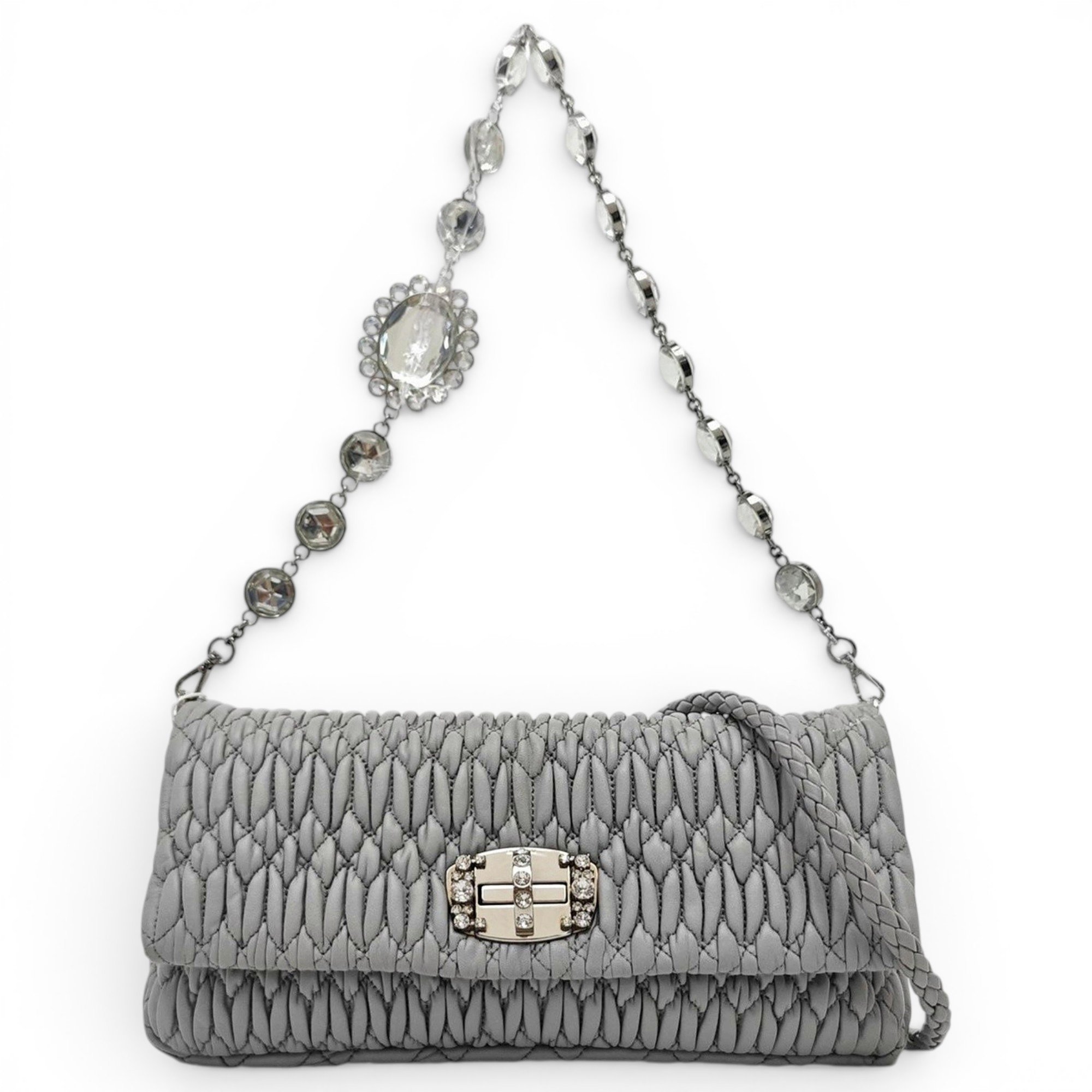 Miu Crystal leather handbag