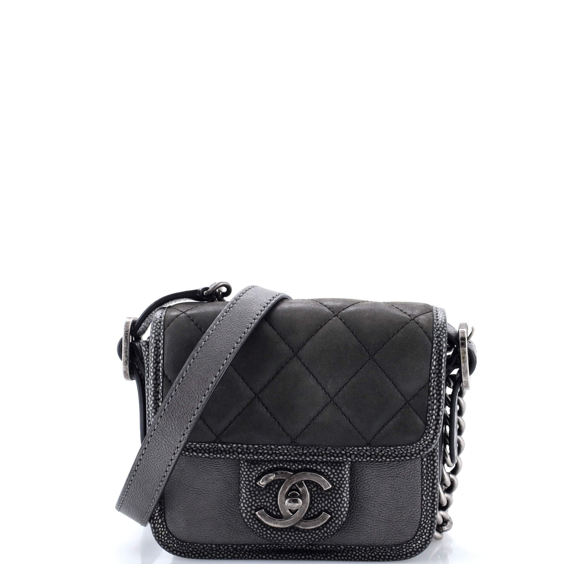 Chanel Paris-Bombay Back to School Crossbody Bag Quilted Iridescent Calfskin Mini