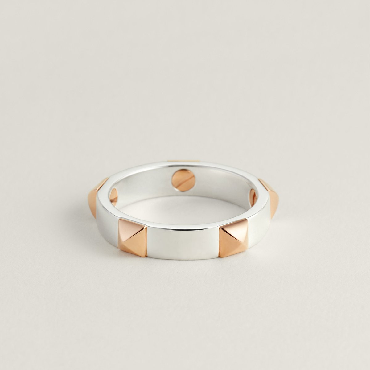 希少エルメス・クルー・ドゥ・H 5クルー シルバー PG リング　サイズ56 HERMES リング《エルメス・クルー・ドゥ・H》5クルー シルバーPG