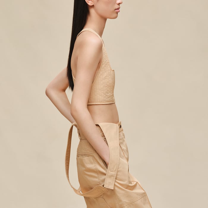 Beige Cajou Overalls Pants