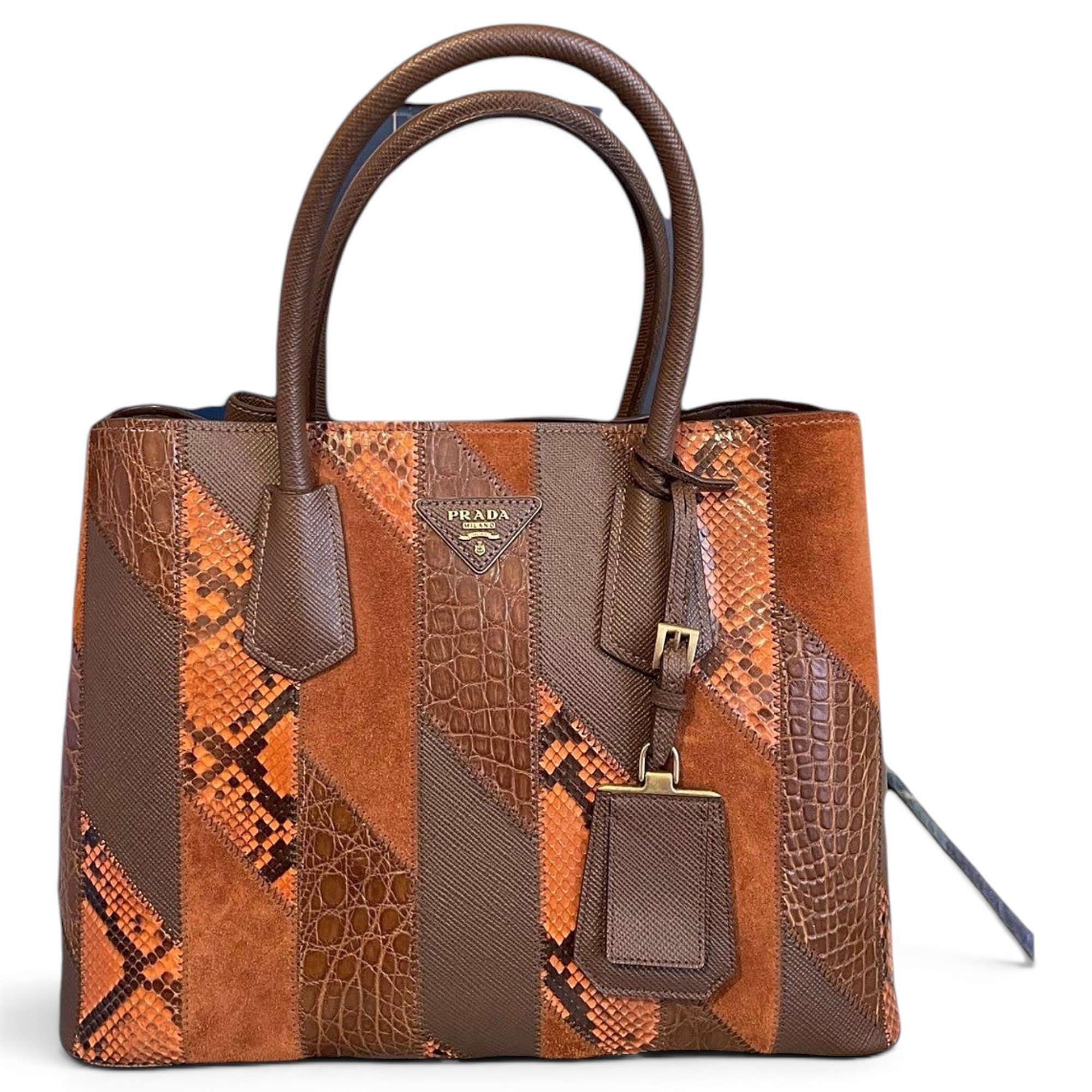 Double leather handbag