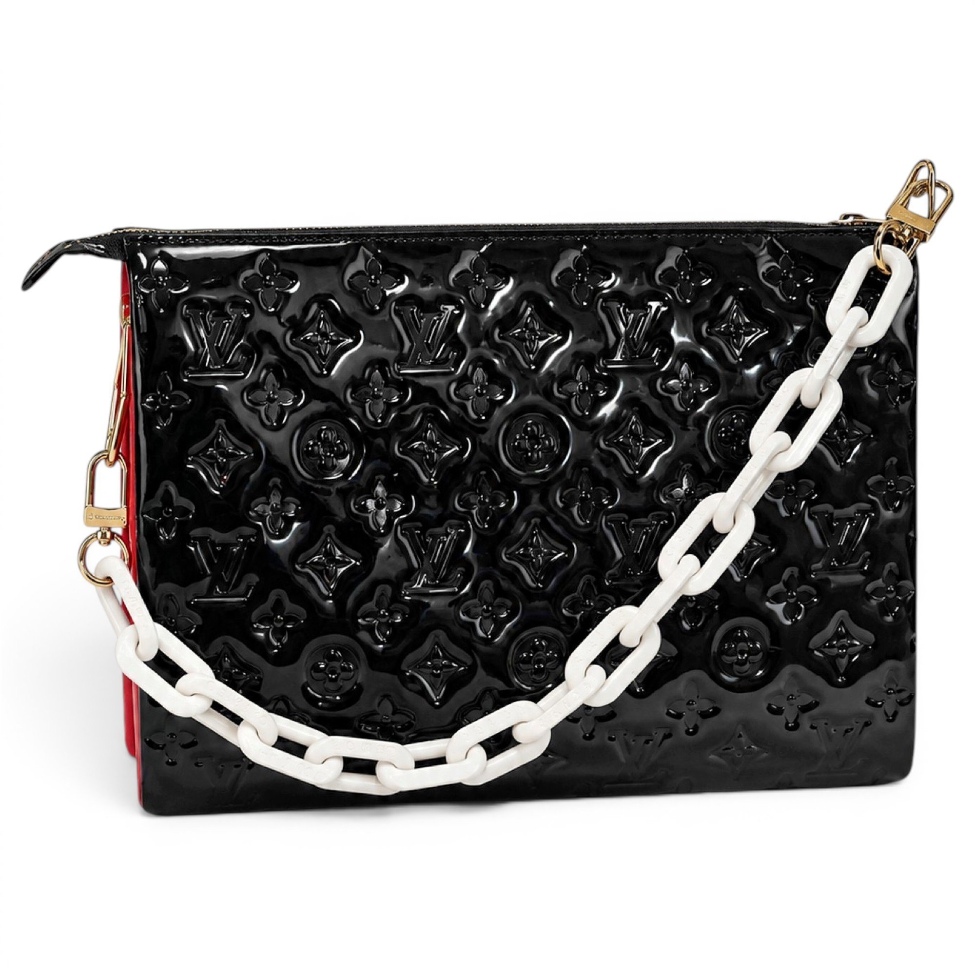 Patent leather clutch bag