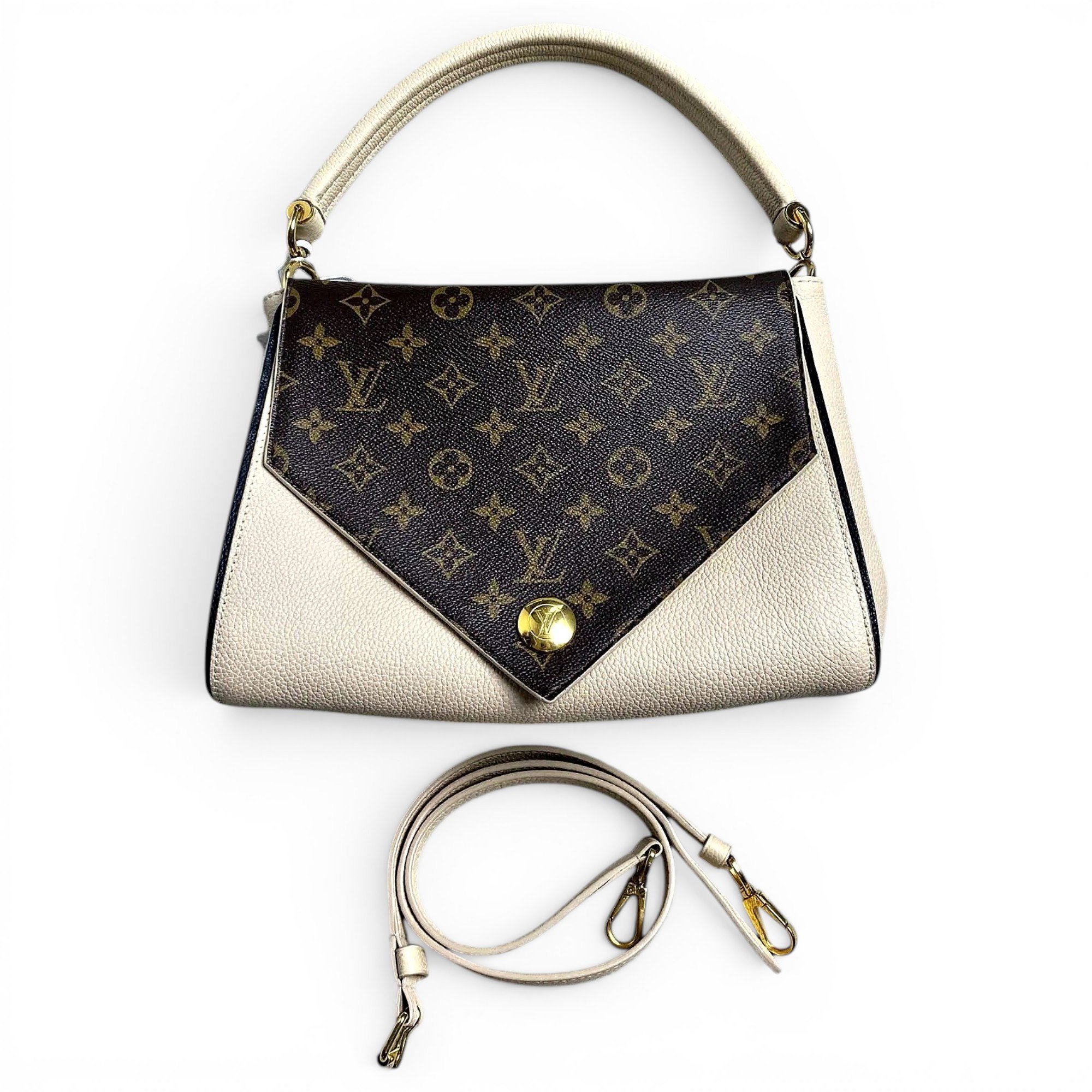 Double V leather handbag