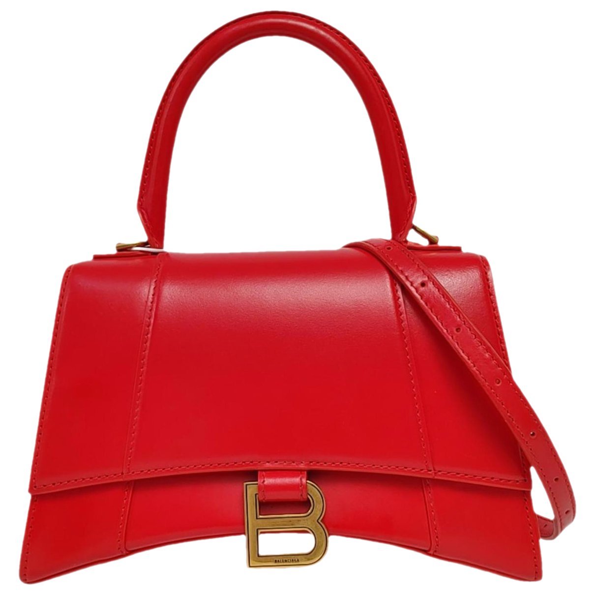 Hourglass leather handbag