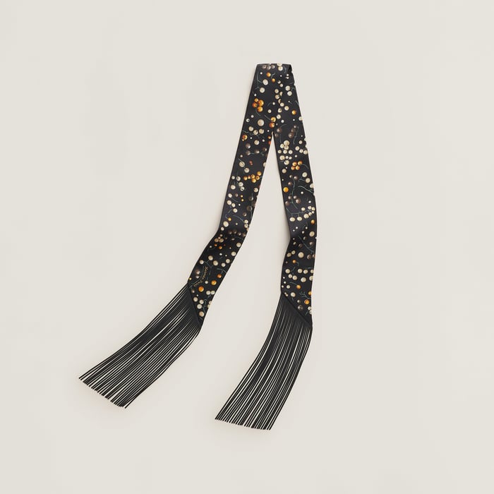 Red Berries Leather Fringes Twilly