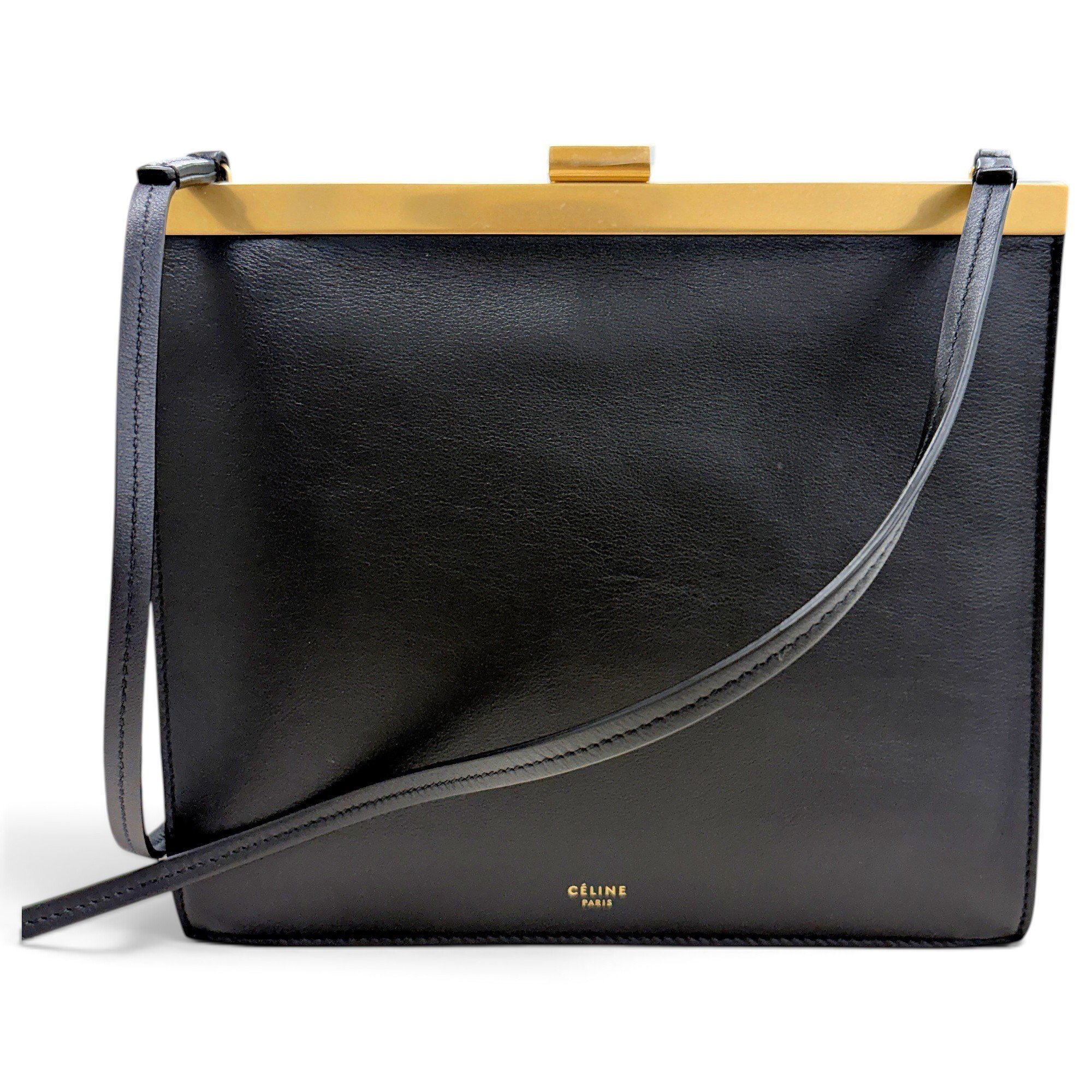 Clasp leather handbag