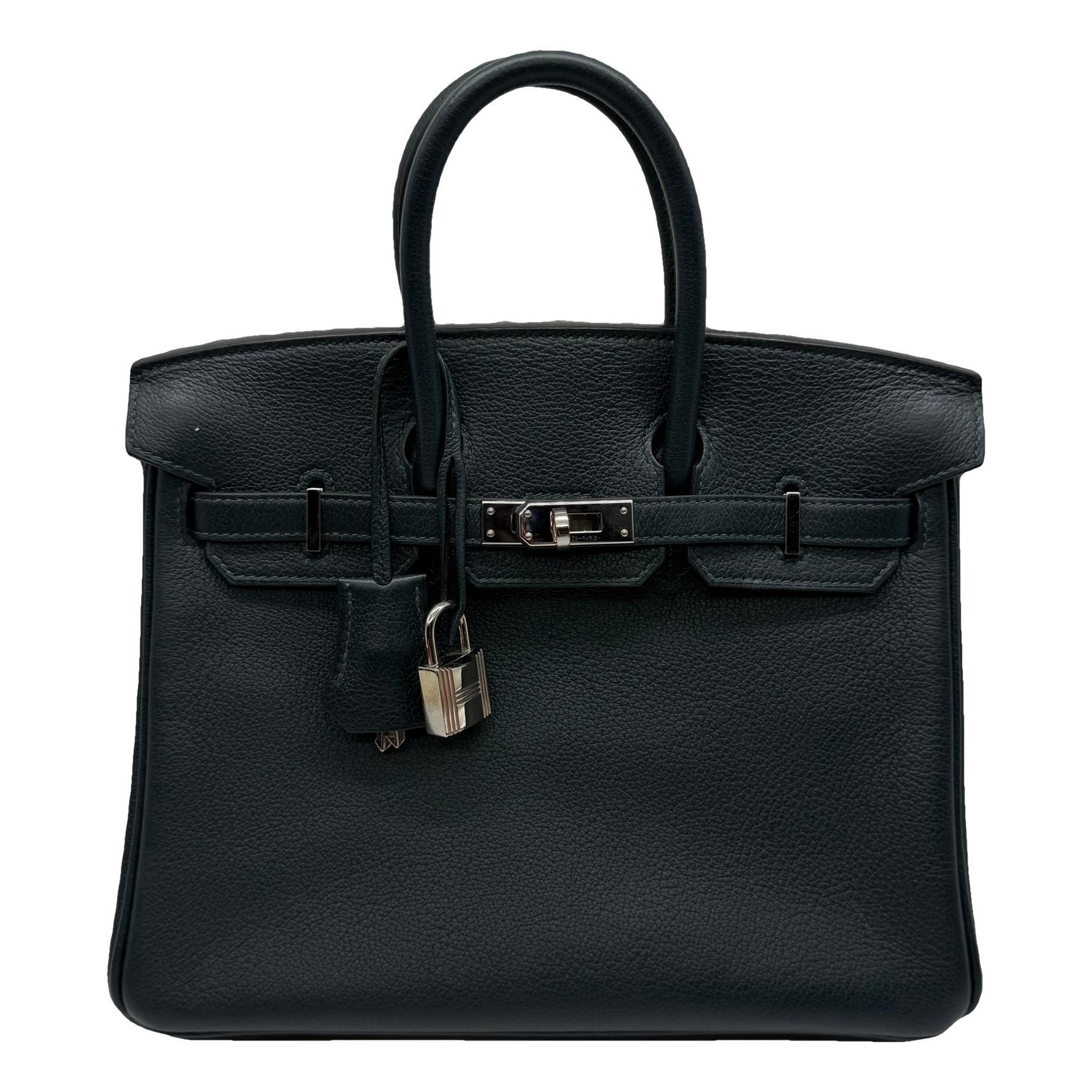 Hermes Birkin 25 Handbag Vert Cypres Novillo Leather