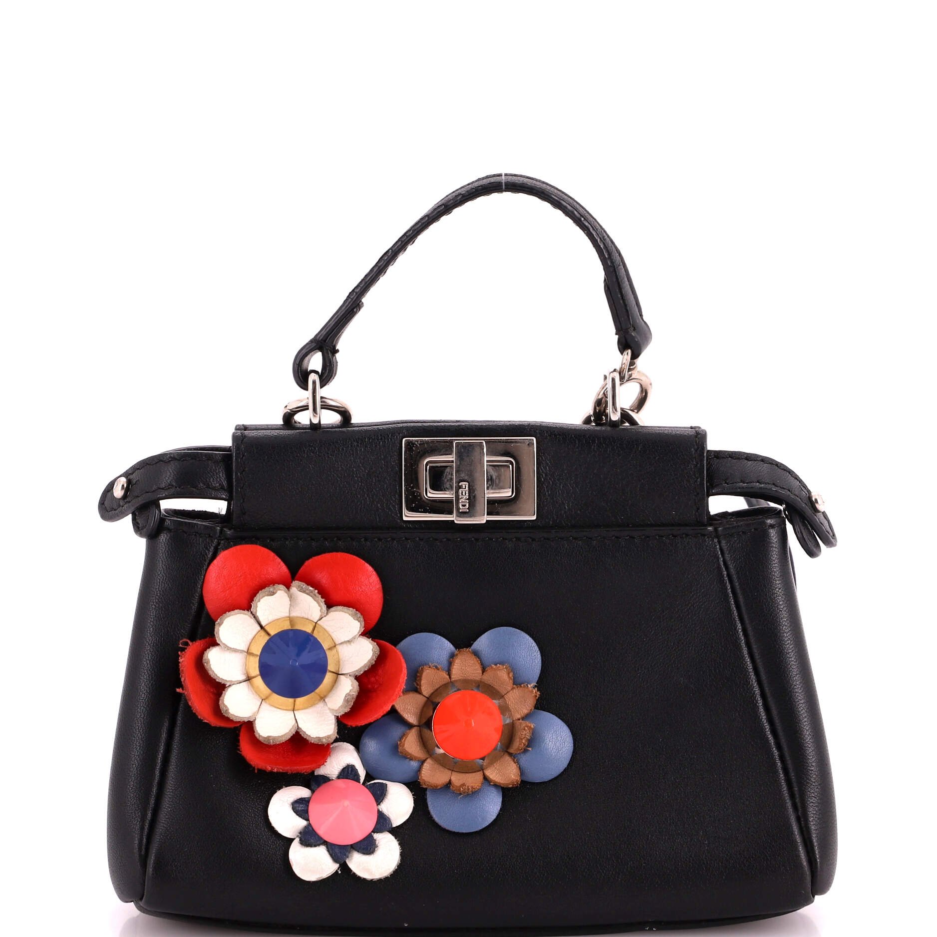 Peekaboo Bag Floral Embellished Leather Micro