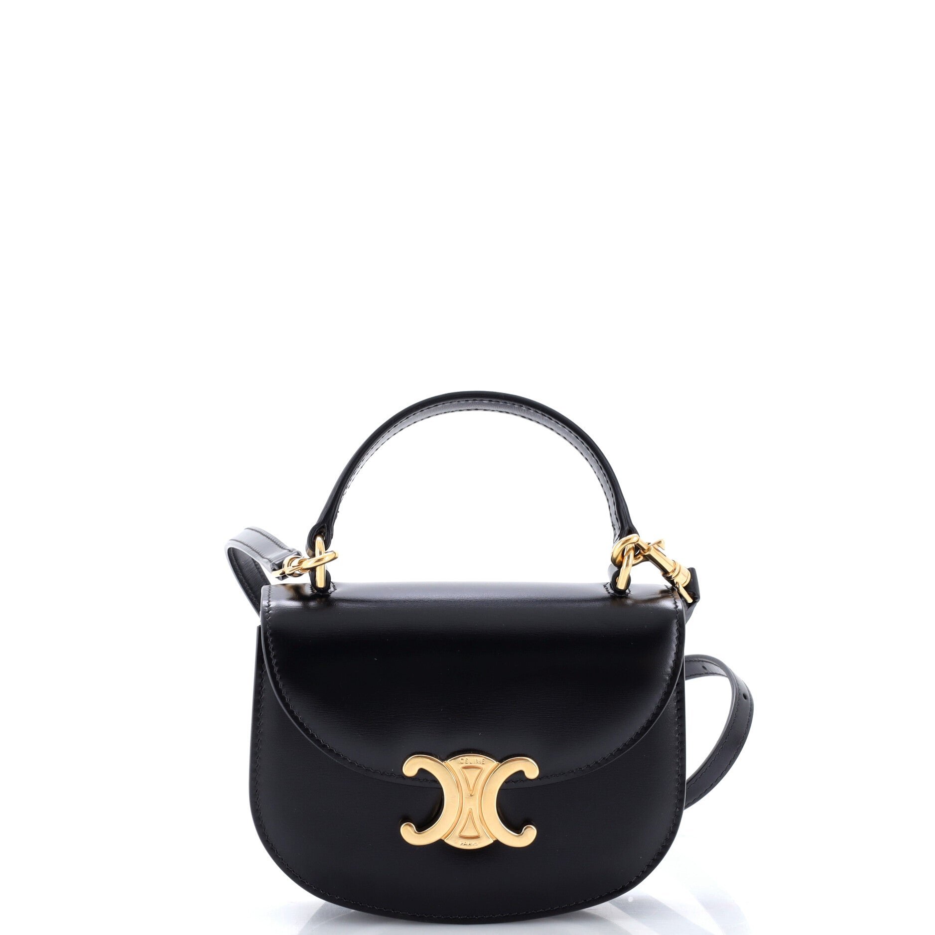 Triomphe Besace Clea Top Handle Flap Bag Leather Mini