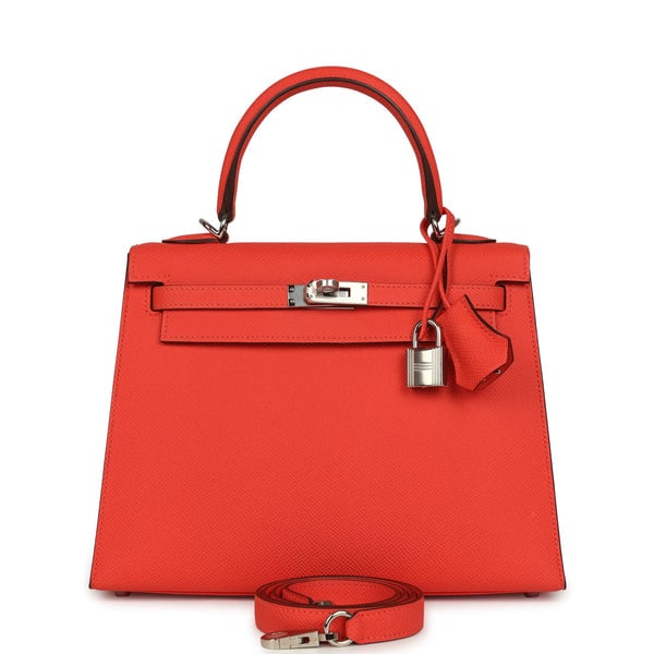 Hermes Hermes Kelly Sellier 25 Rose Texas Epsom Palladium Hardware