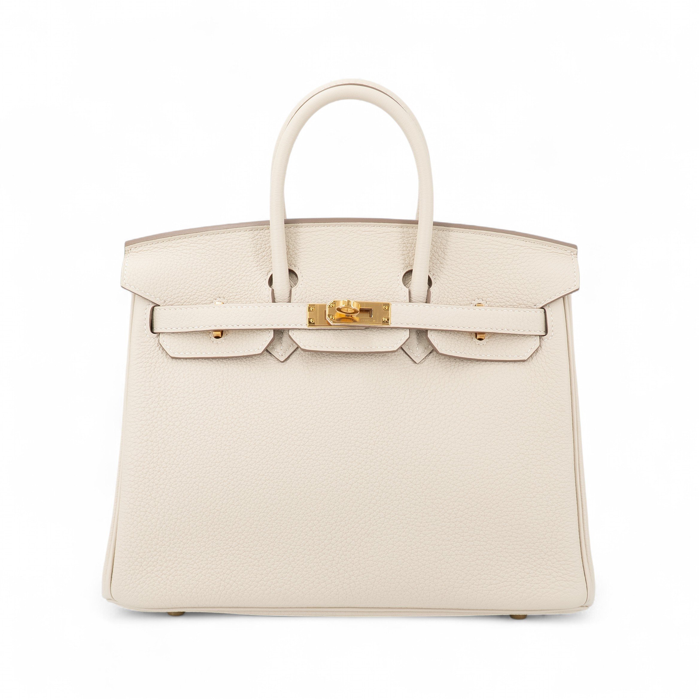 Hermes Unused ( Rank NS ) HERMÈS Birkin 25 Craie (10) Togo Gold hardware U (2022)