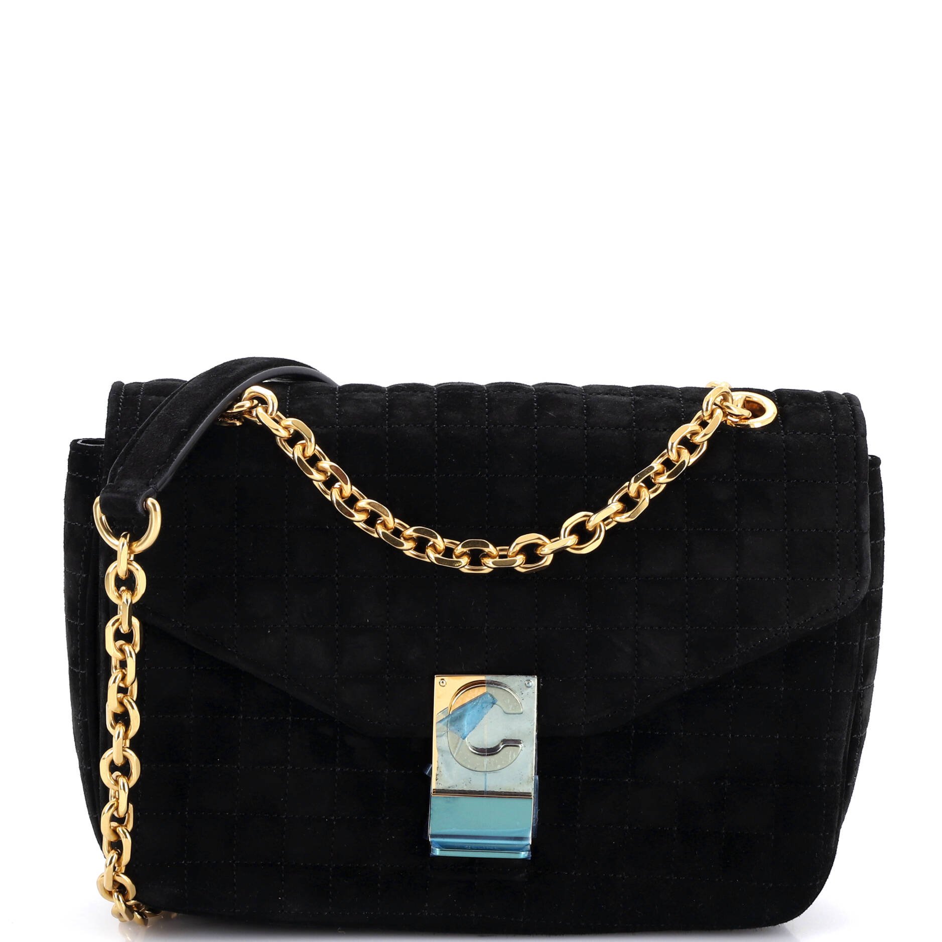C Bag Quilted Suede Medium