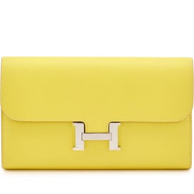 Hermes Lime Epsom Long Constance Wallet Palladium Hardware, 2019
