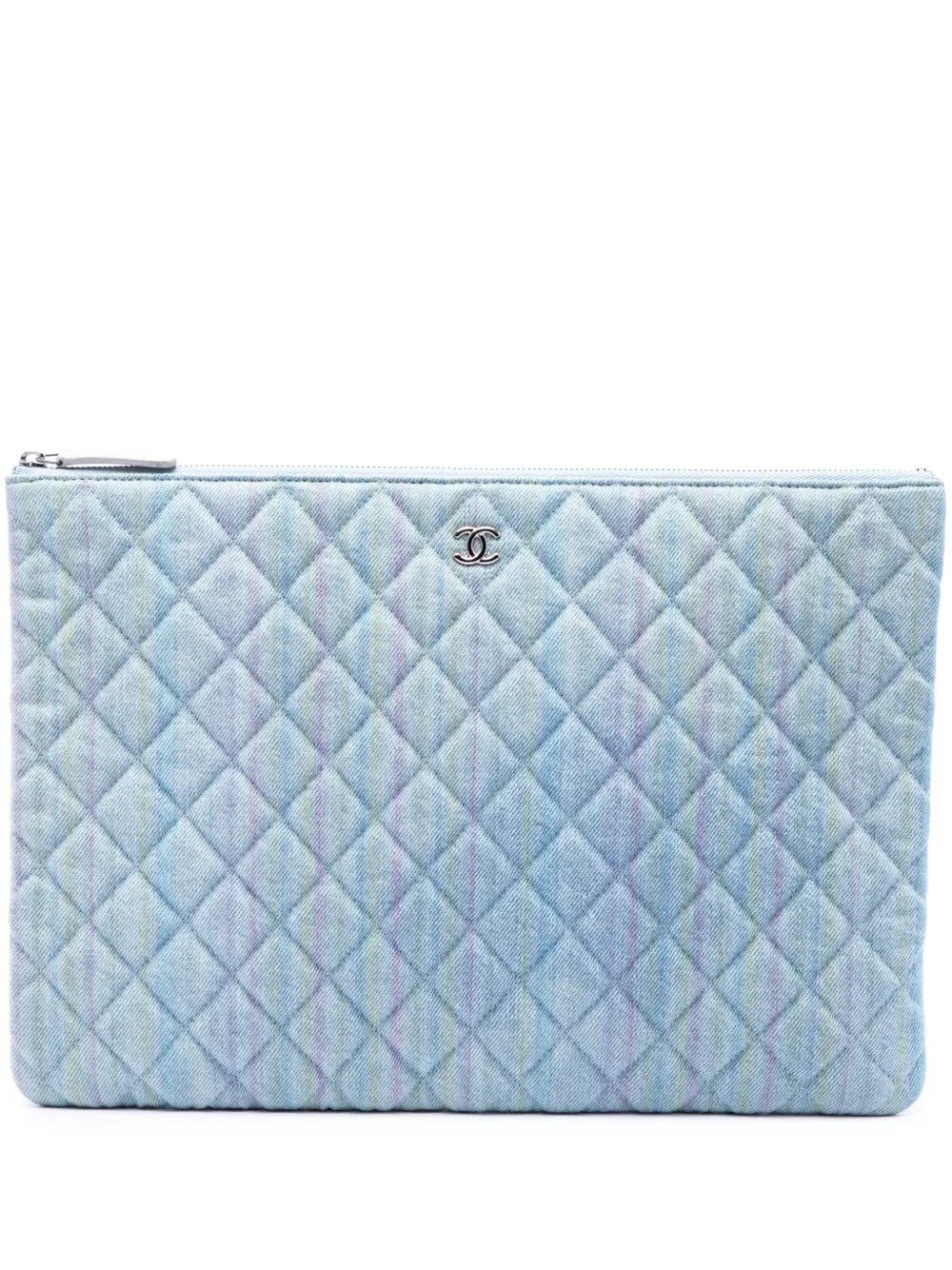 2018 Large Quilted Denim O Case clutch bag
