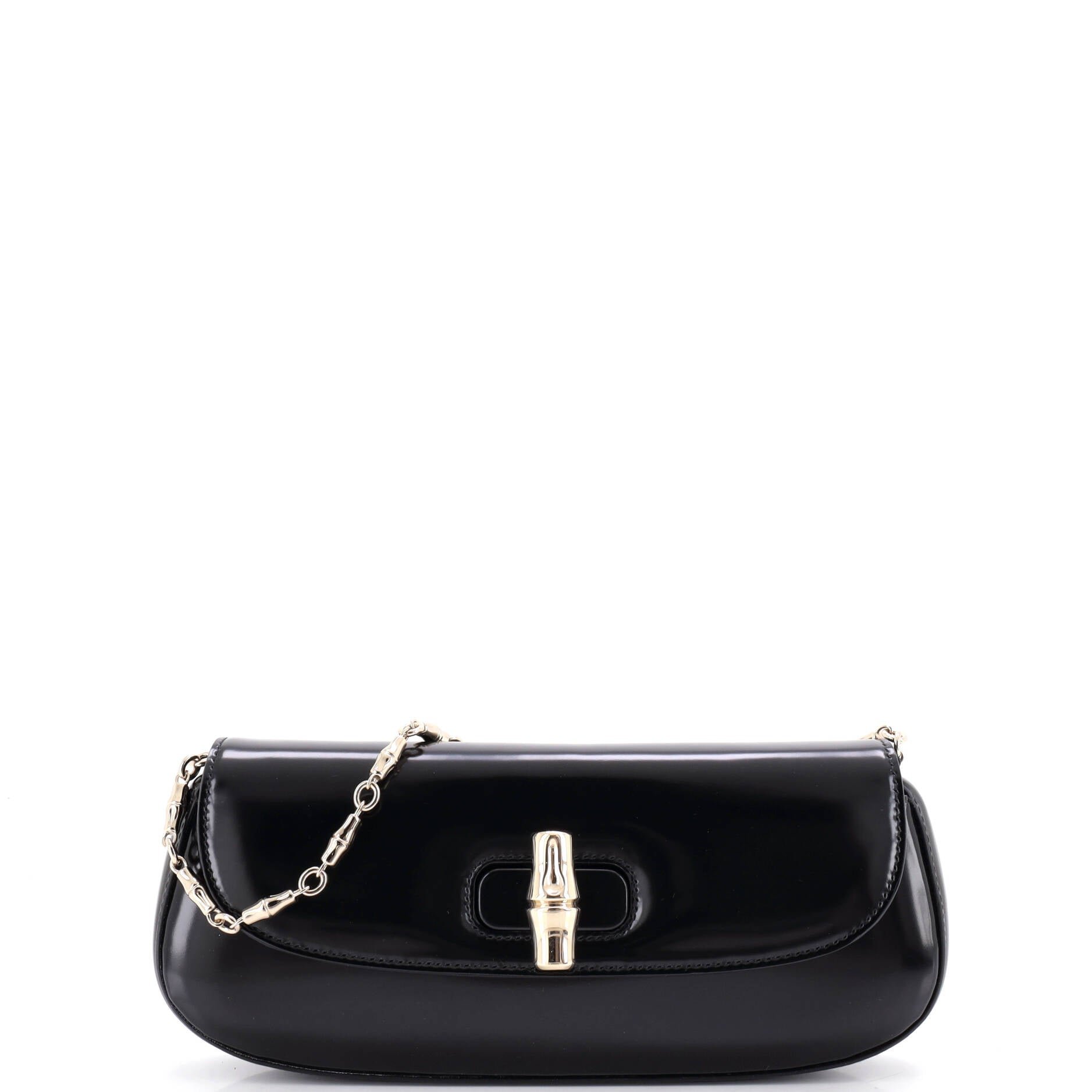 Bamboo Night Chain Clutch Leather