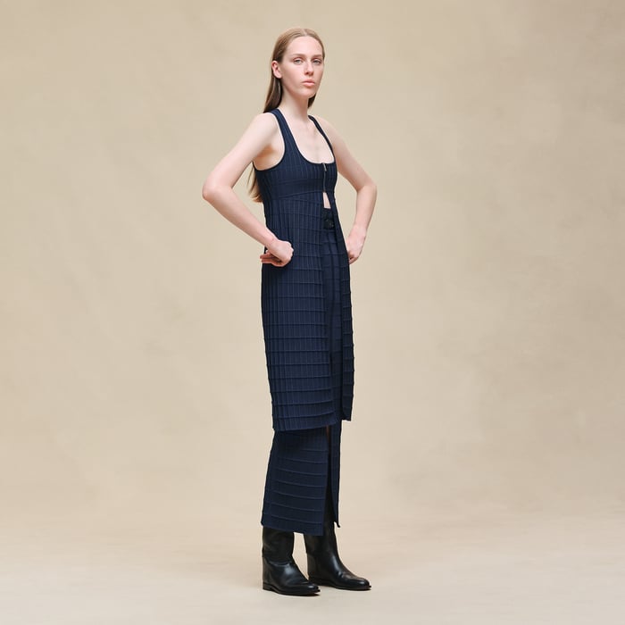 Bleu Outremer Long Skirt With Slit